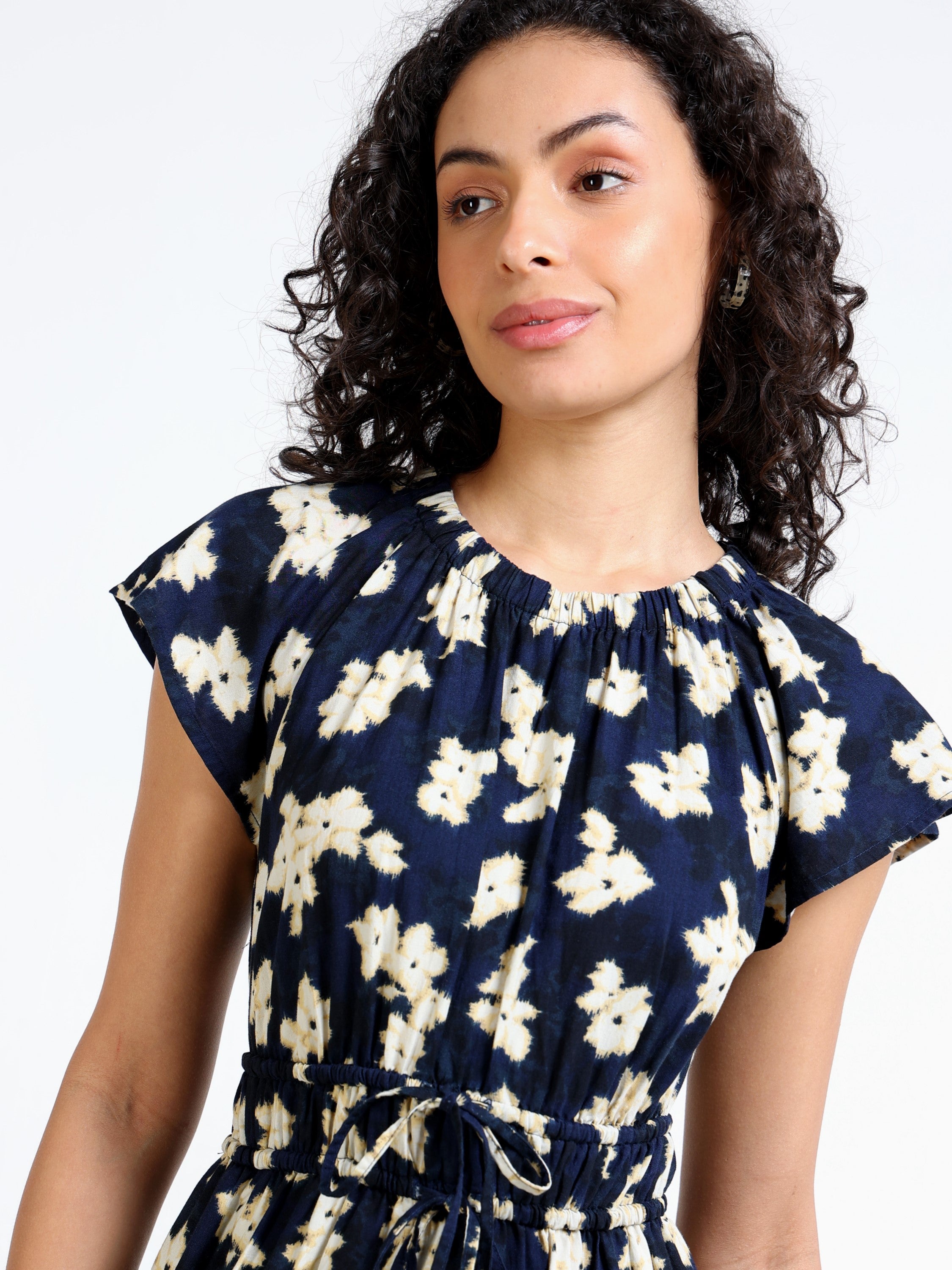 Women Black Printed Fit & Flare Dress