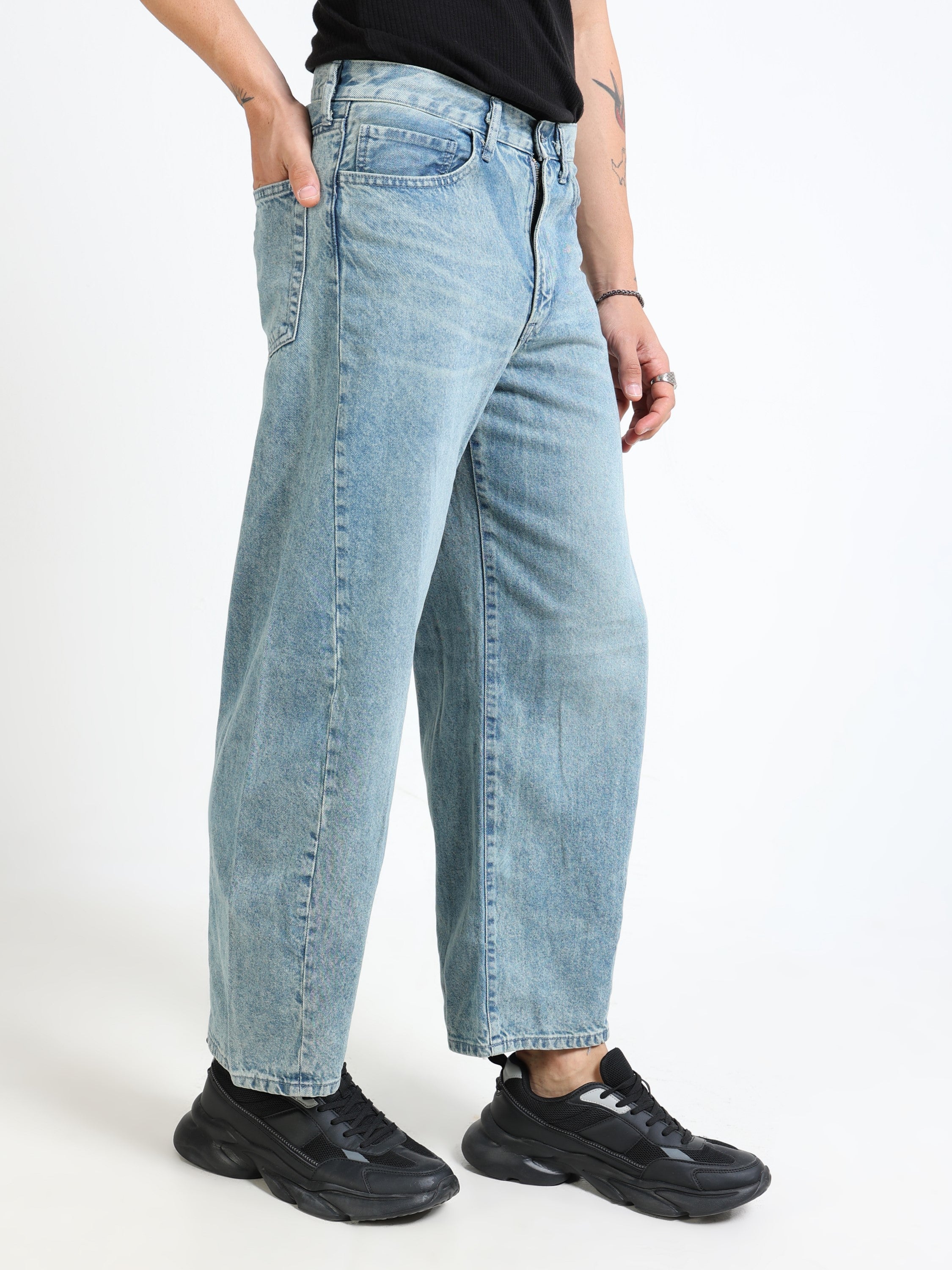 Men Denim Blue Baggy Jeans