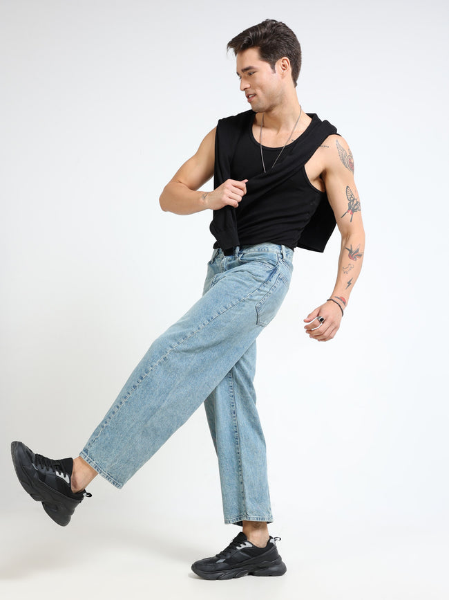 Men Denim Blue Baggy Jeans