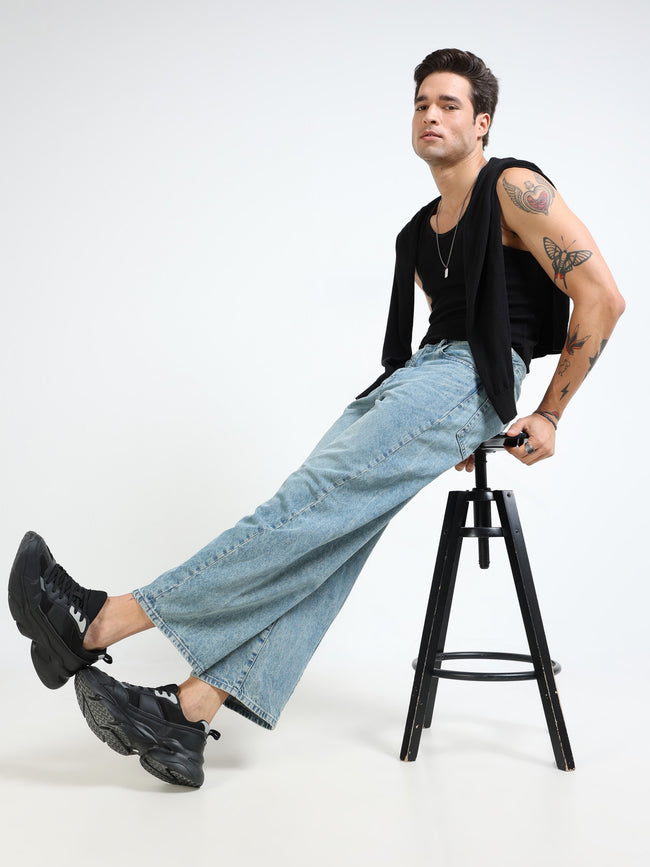 Men Denim Blue Baggy Jeans