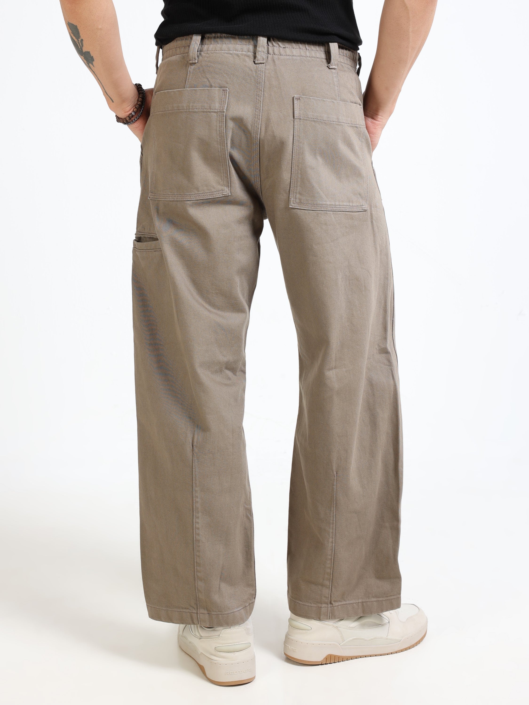 Men Olive Baggy Fit Pants