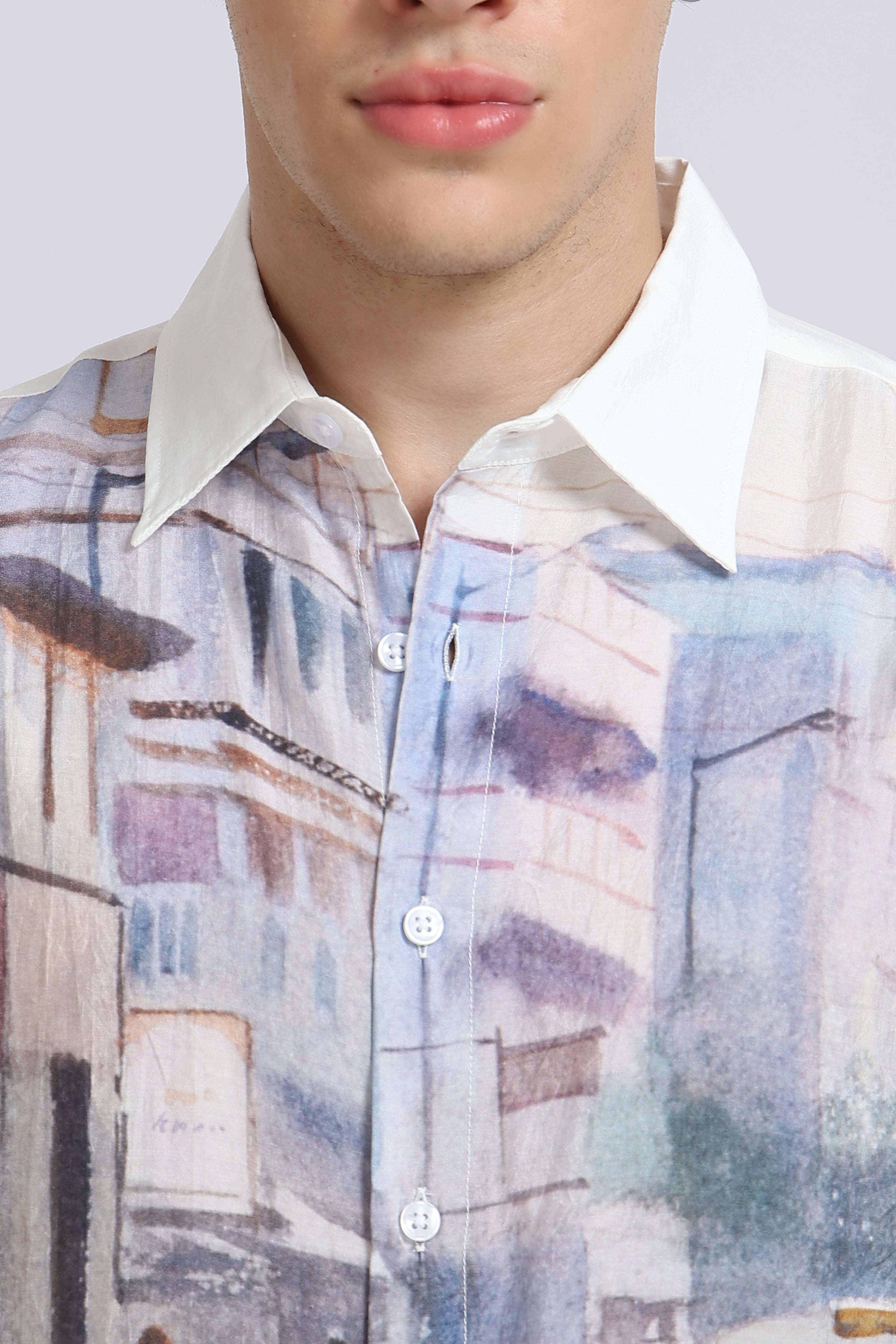 Men Mustard Oversized Print Shirt