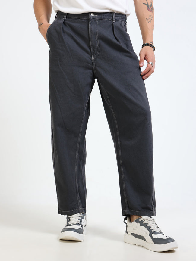Men Black Baagy Fit Denim