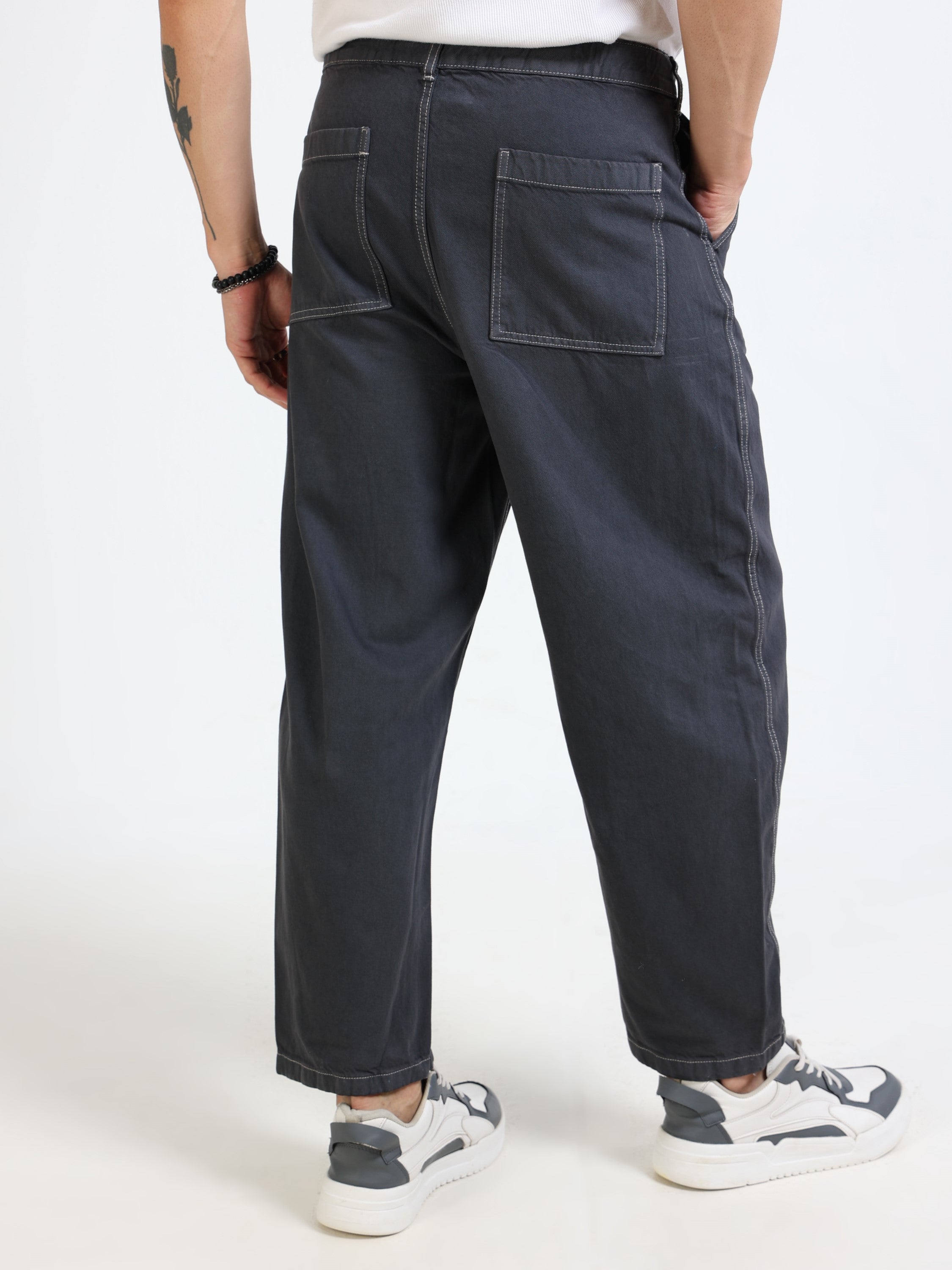 Men Black Baagy Fit Denim