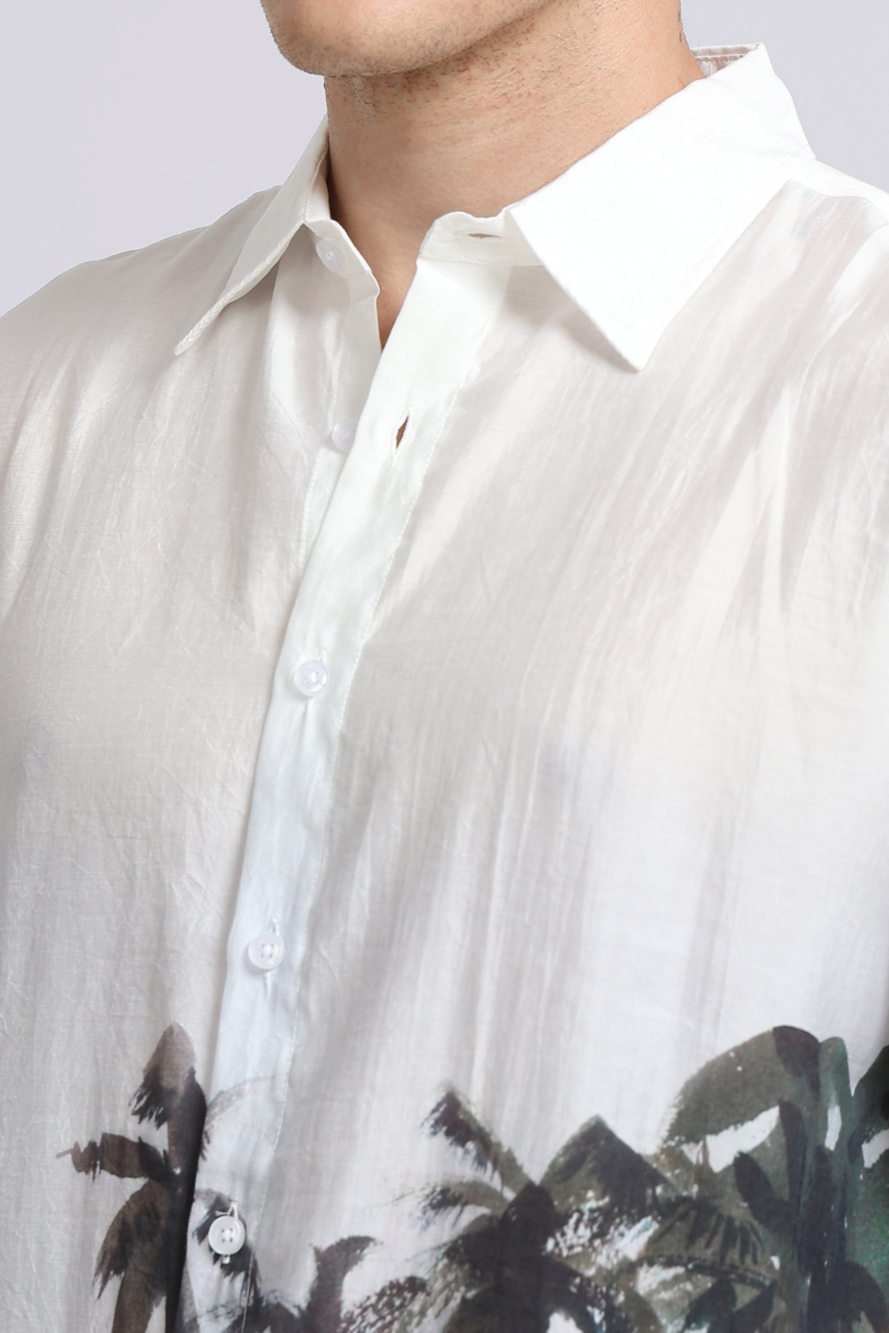 Men Brown Oversized Print Shirt