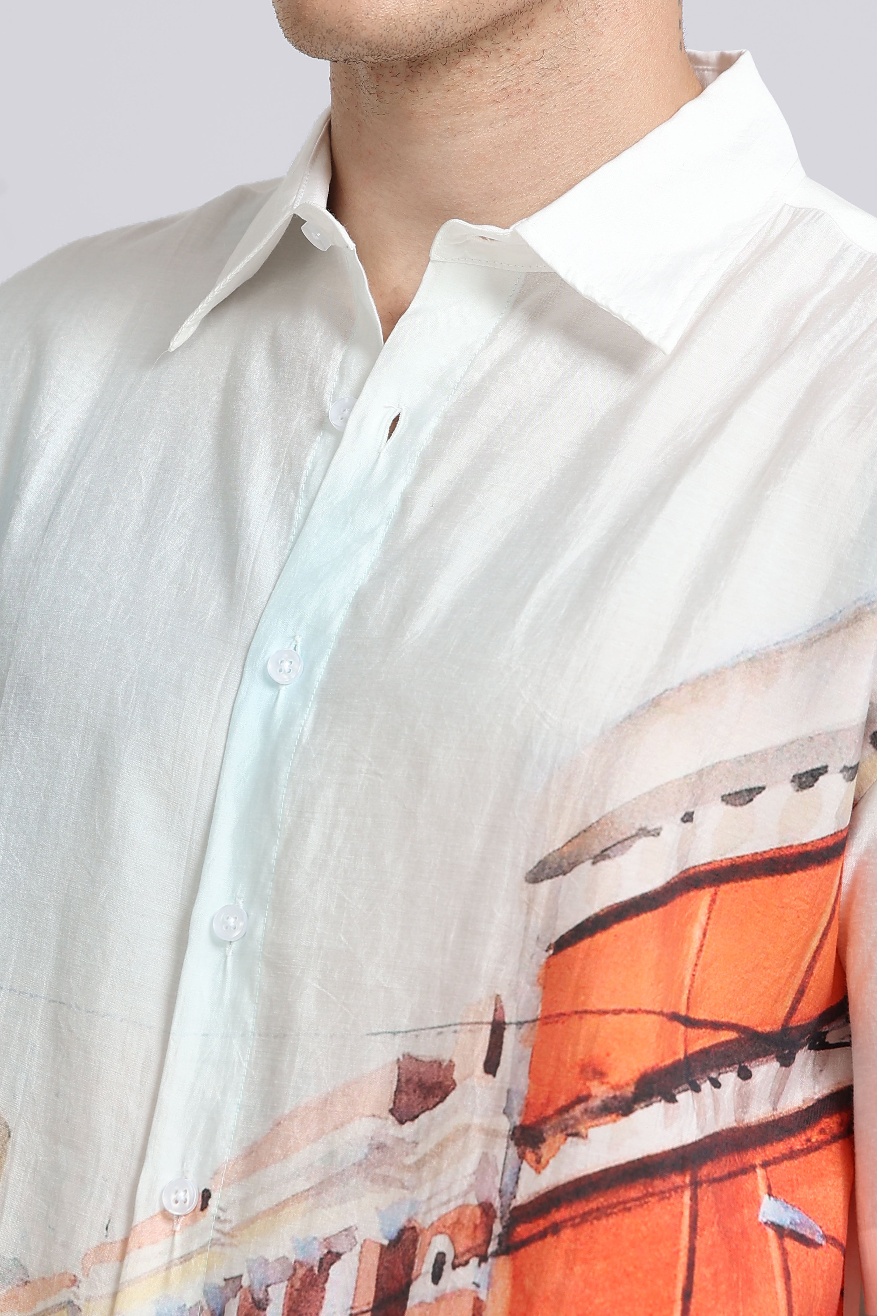 Men Maroon Oversized Print Shirt