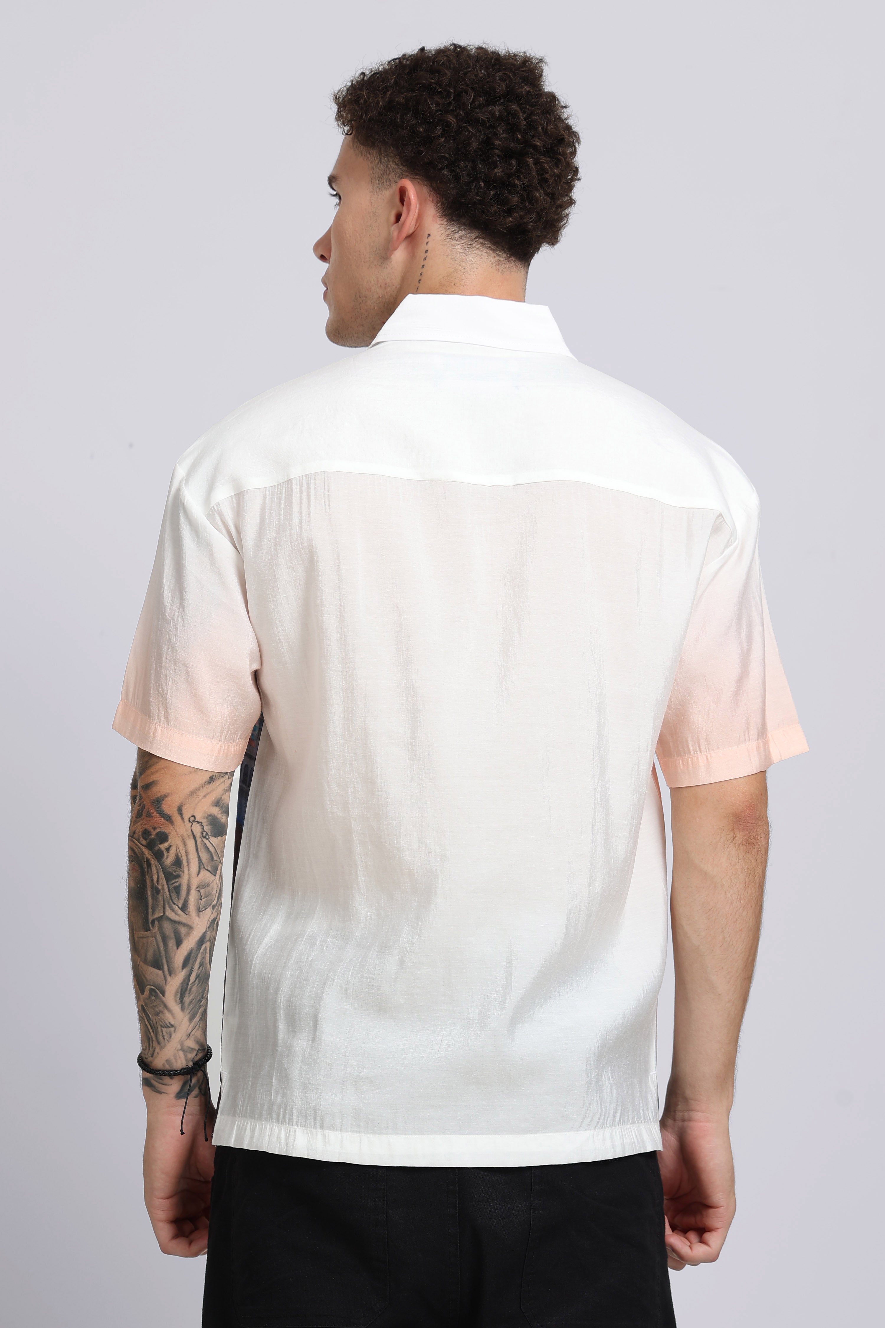 Men Peach Oversized Print Shirt