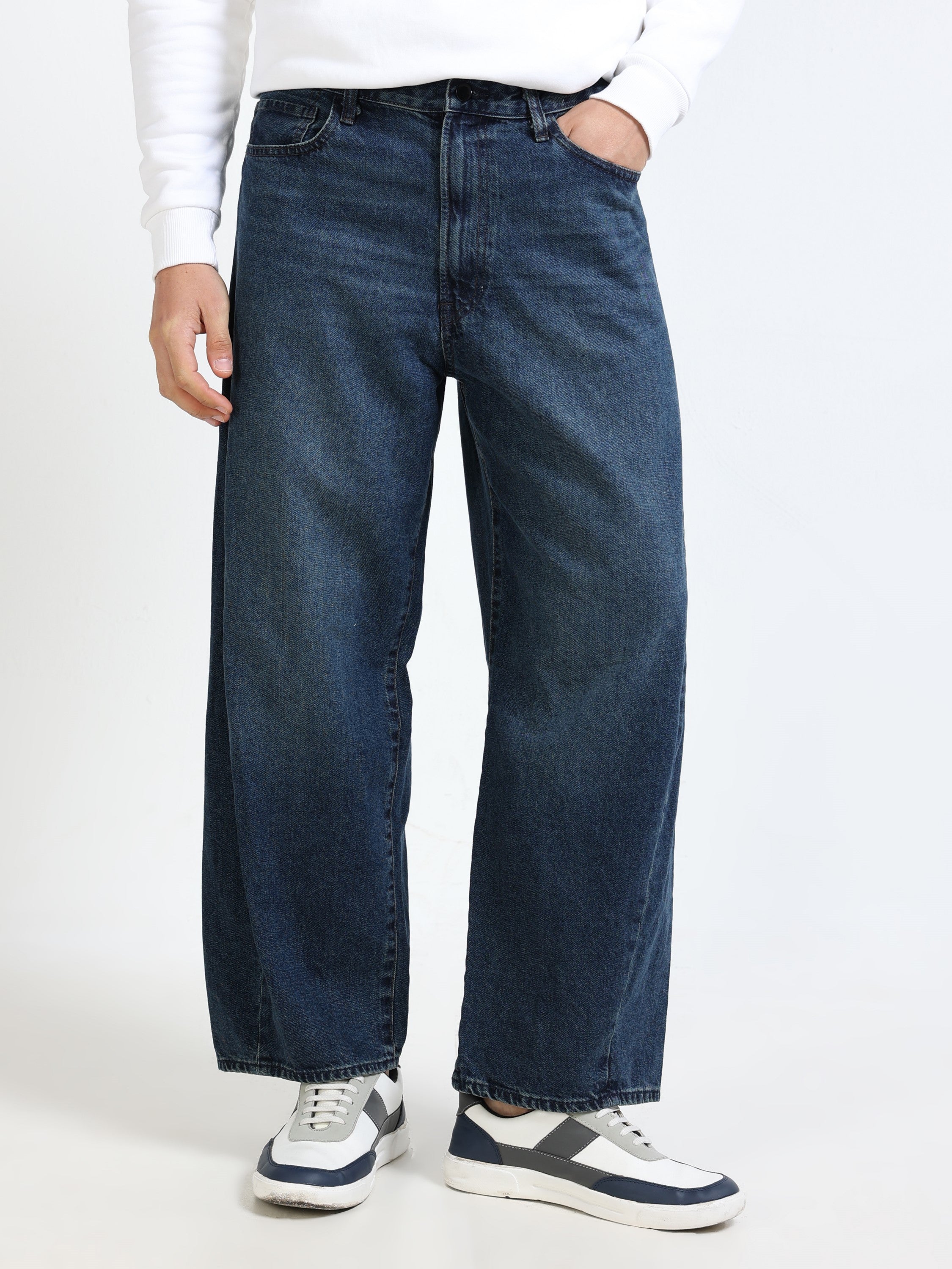 Men Denim Navy Baggy Jeans