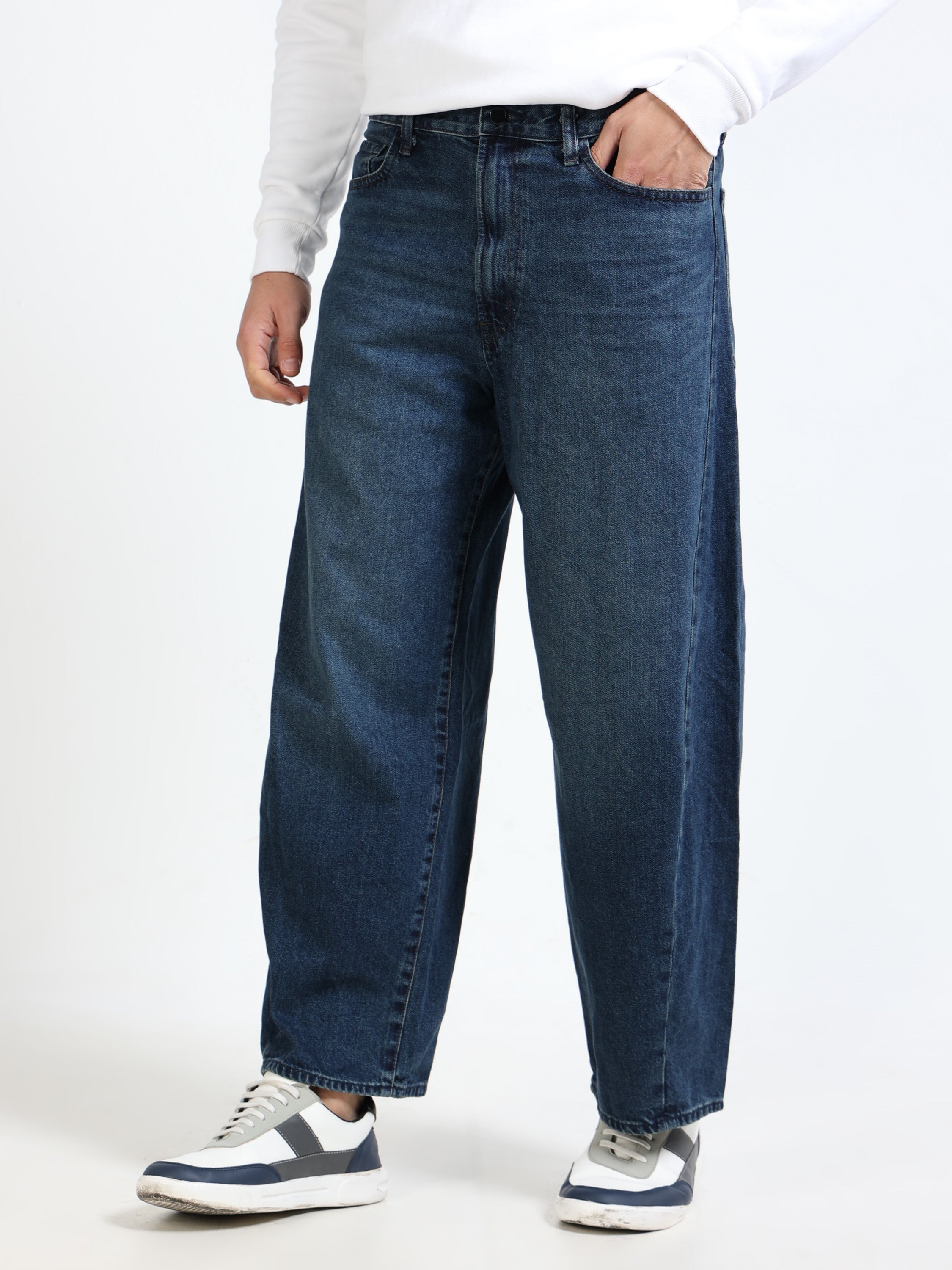 Men Denim Navy Baggy Jeans