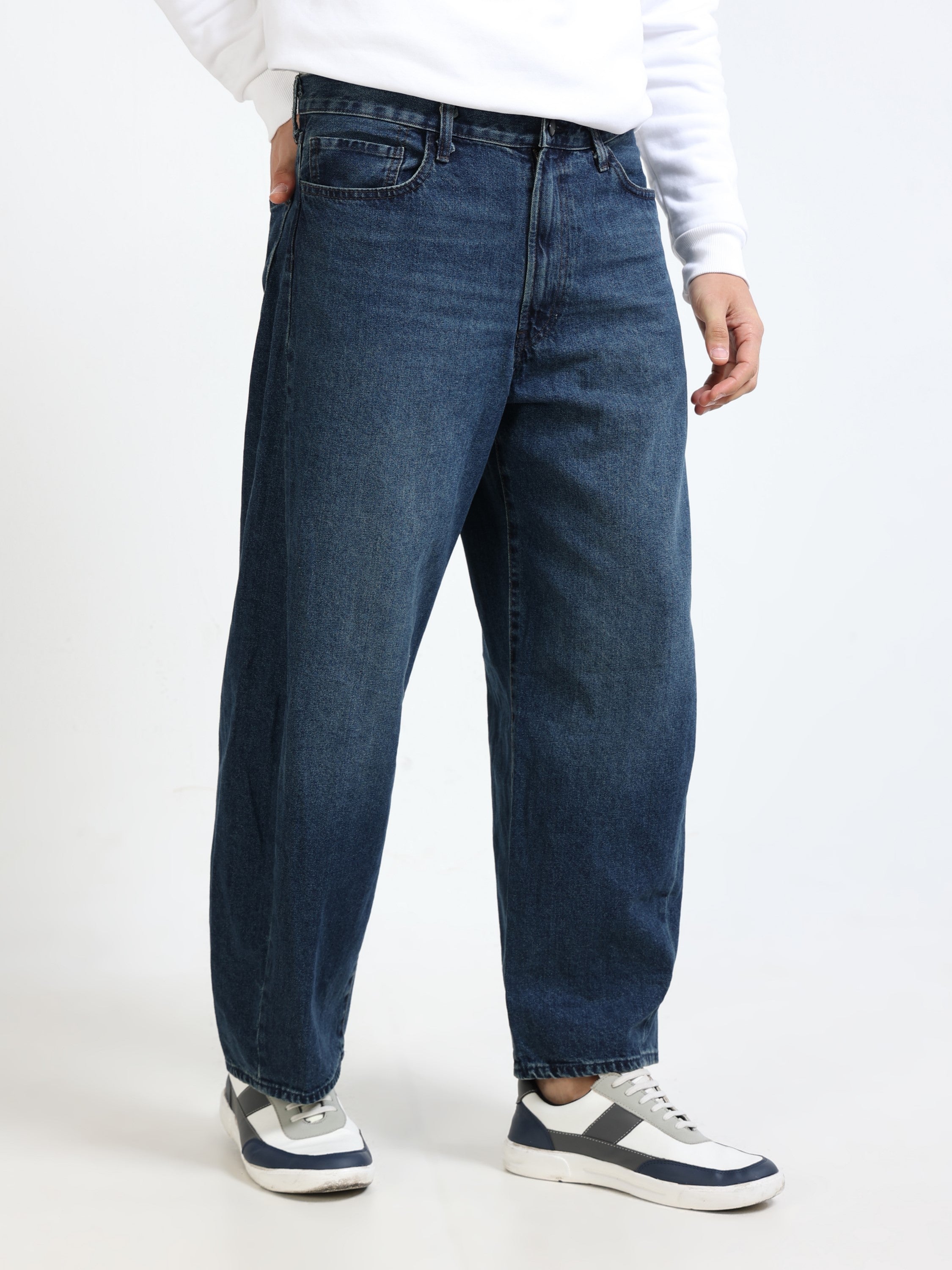 Men Denim Navy Baggy Jeans