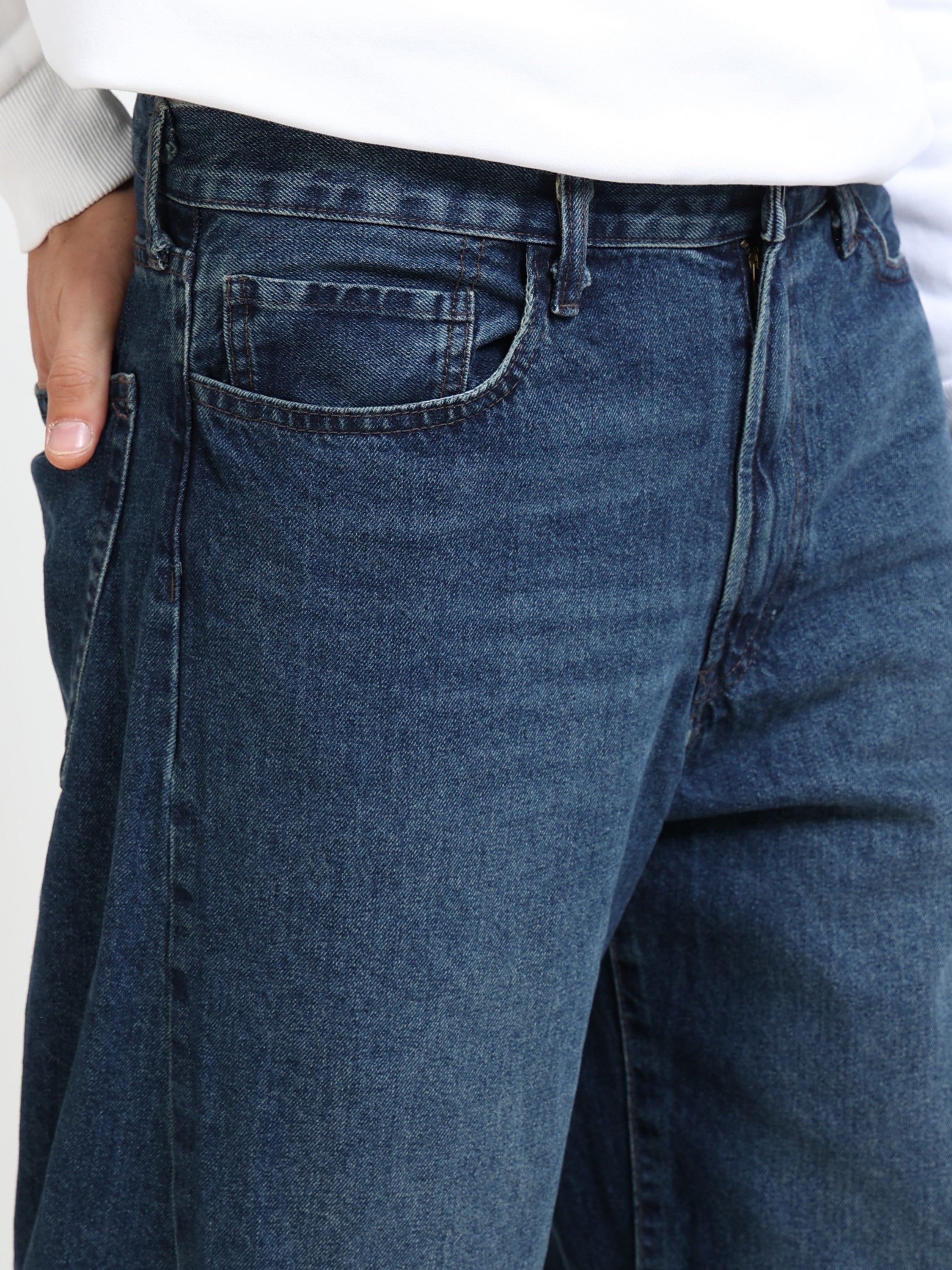 Men Denim Navy Baggy Jeans