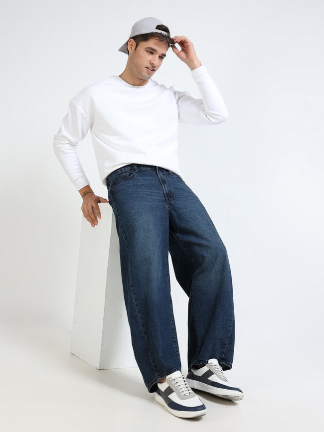 Men Denim Navy Baggy Jeans