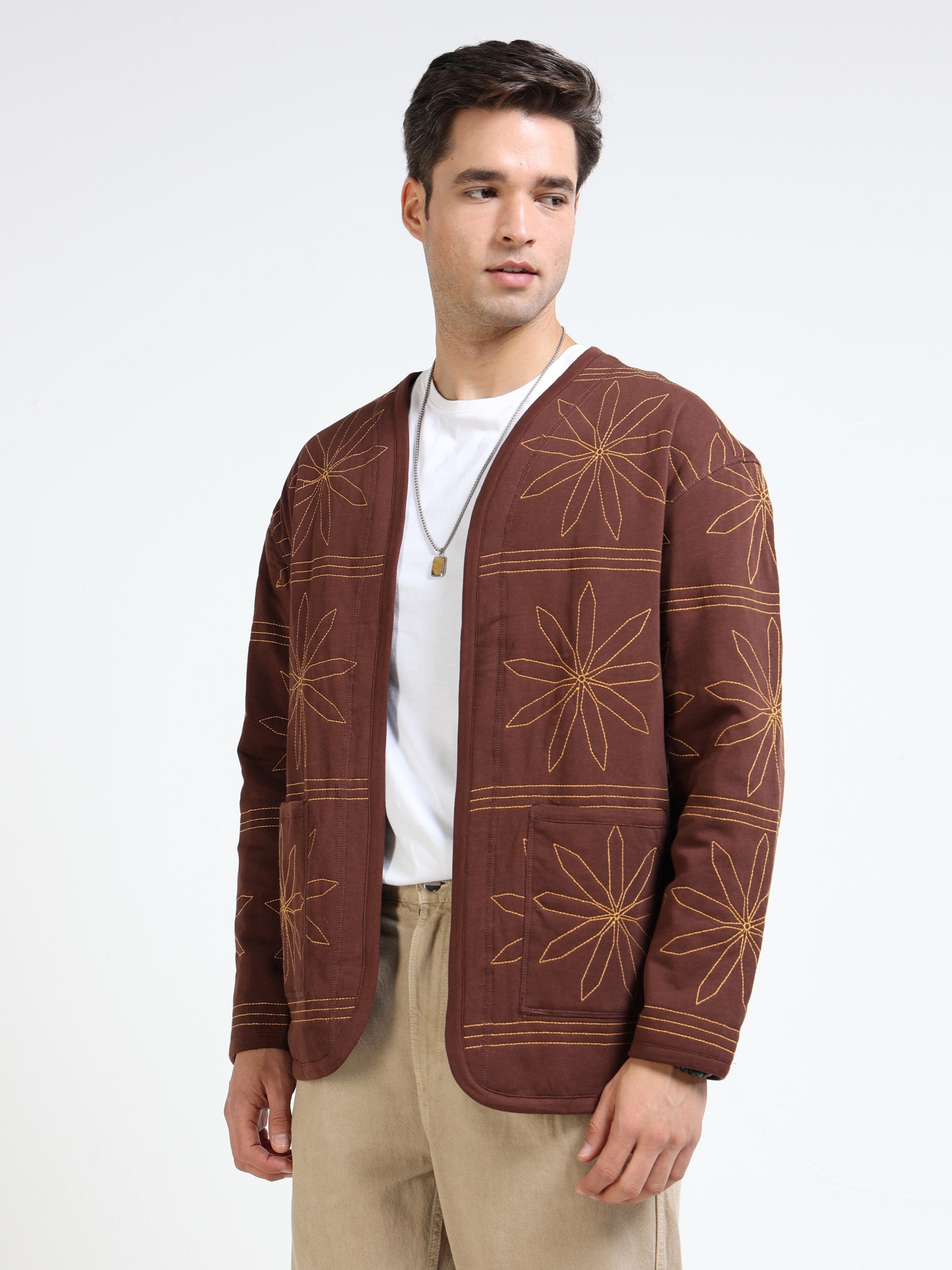 Men Brown Quilted Jacket