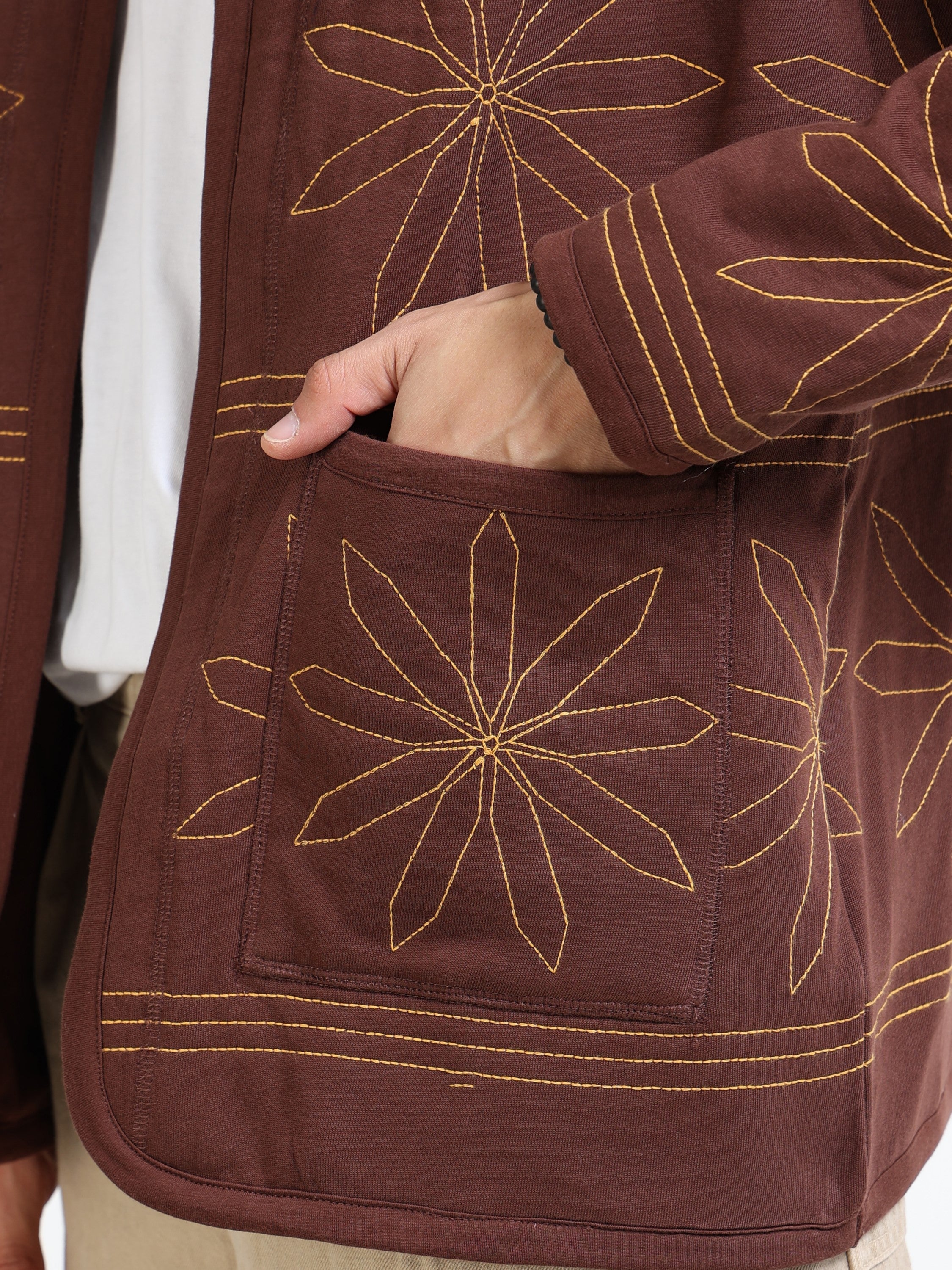 Men Brown Quilted Jacket