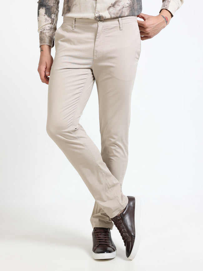Men Beige Slim Fit Pant