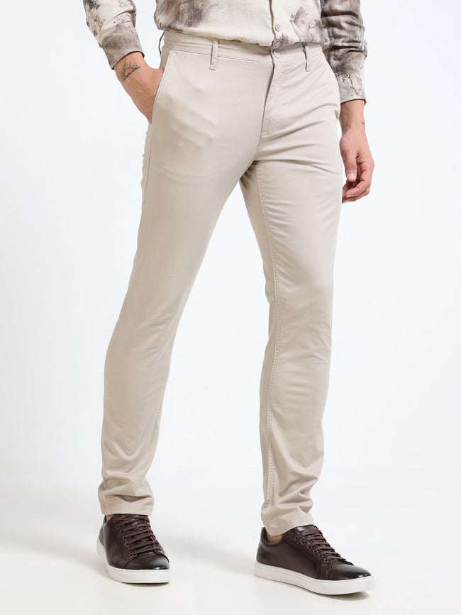 Men Beige Slim Fit Pant