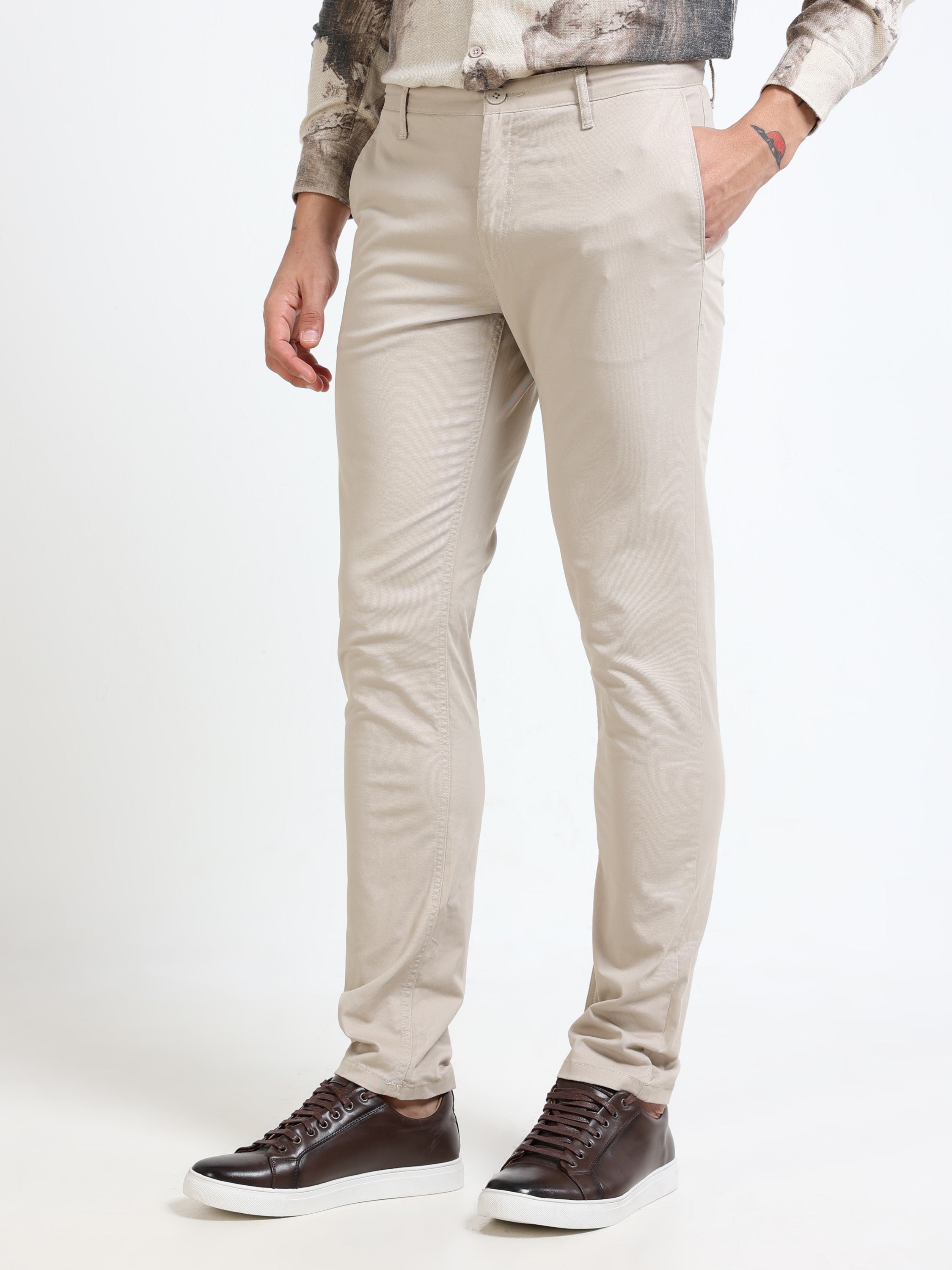 Men Beige Slim Fit Pant