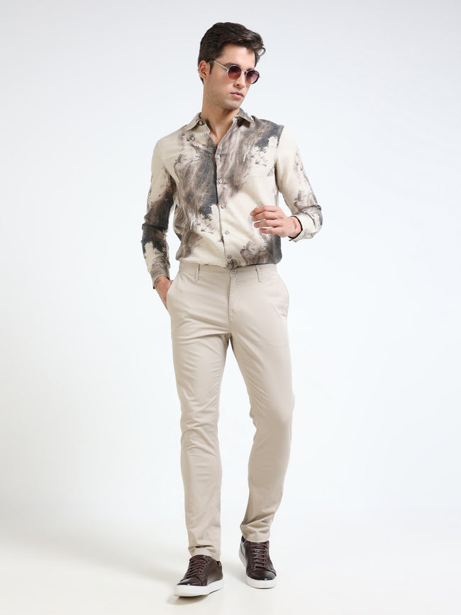 Men Beige Slim Fit Pant