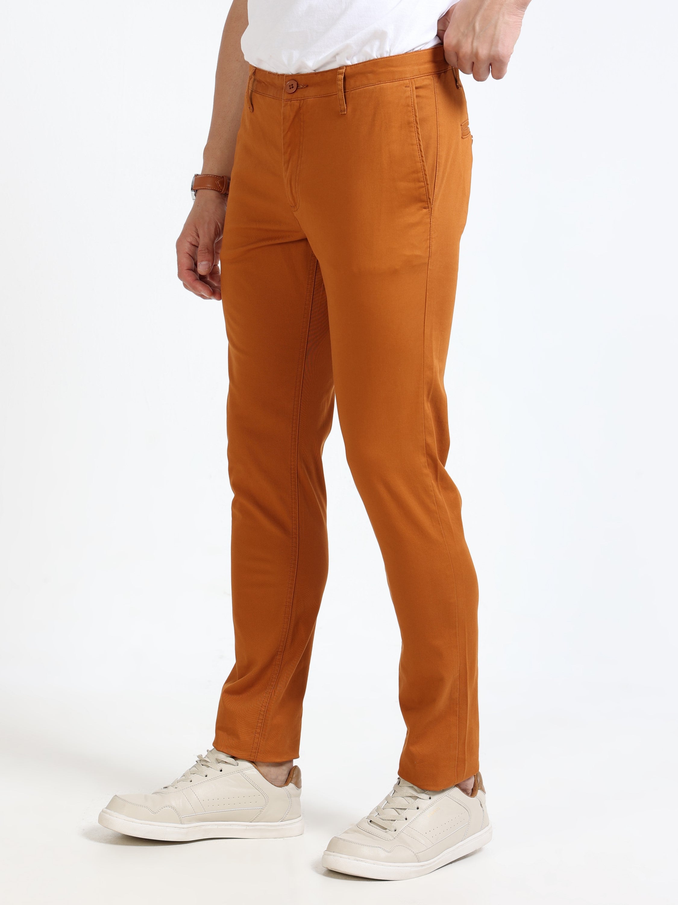 Men Rust Slim Fit Pant
