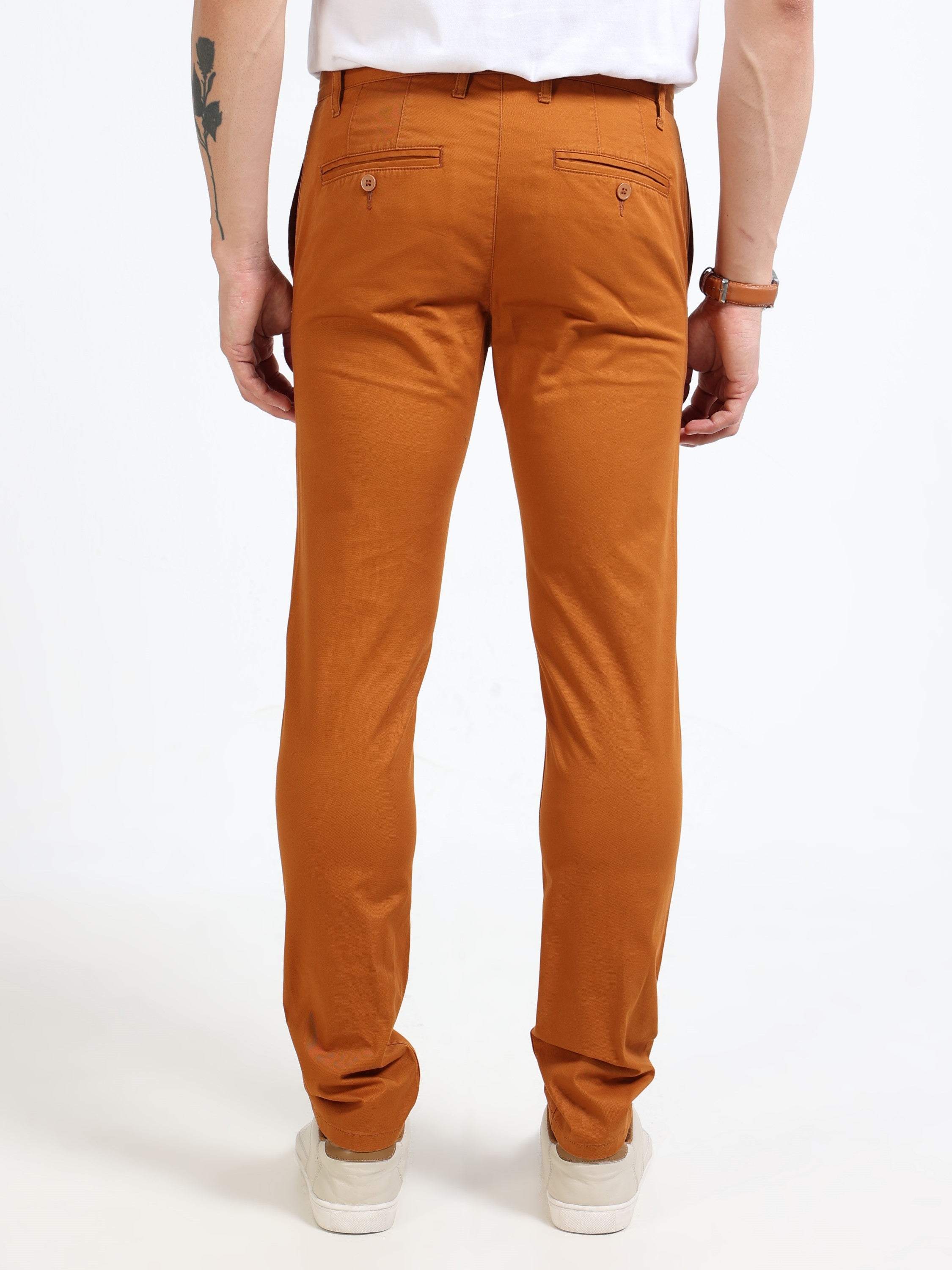 Men Rust Slim Fit Pant