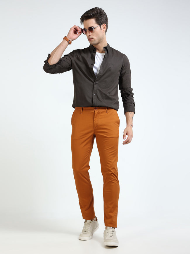 Men Olive Slim Fit Shirt