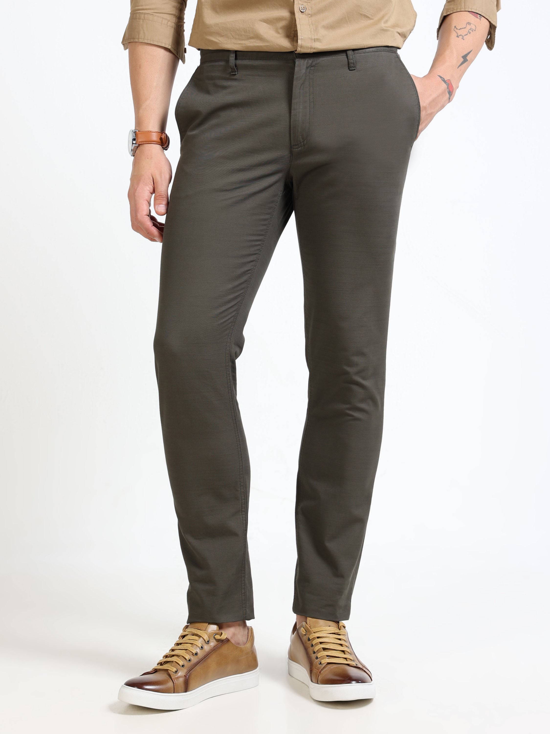 Men Green Slim Fit Pant