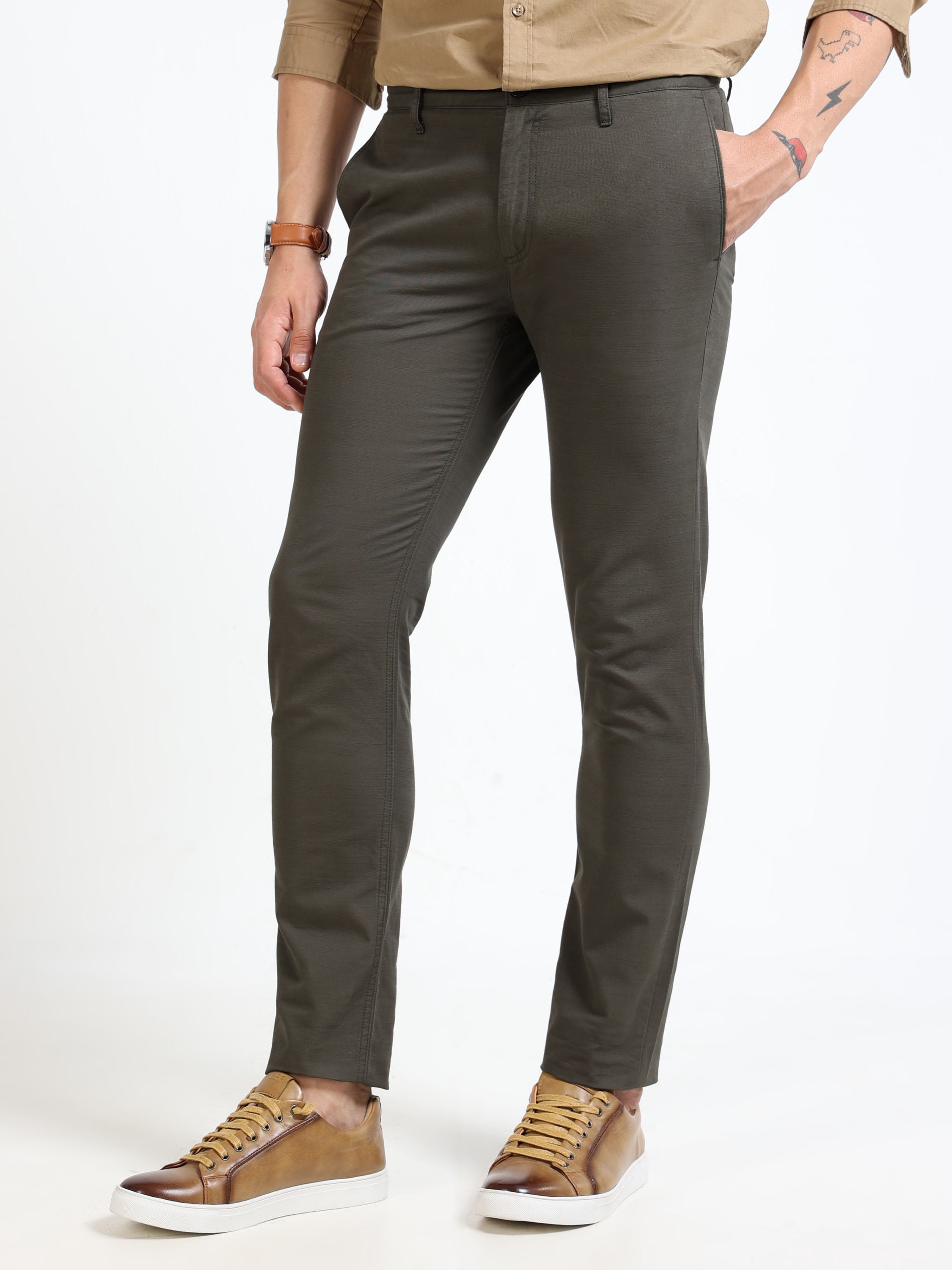 Men Green Slim Fit Pant