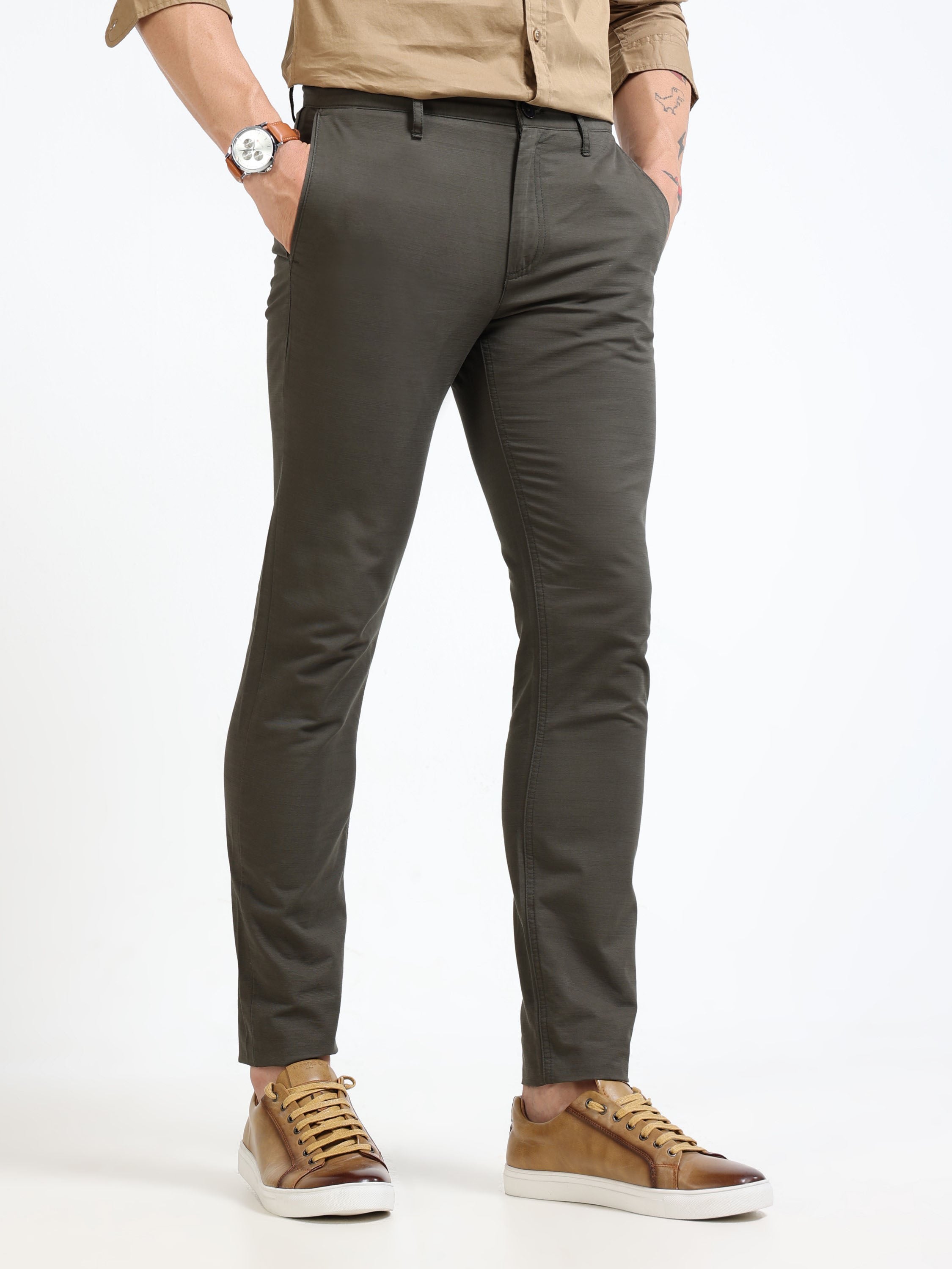 Men Green Slim Fit Pant
