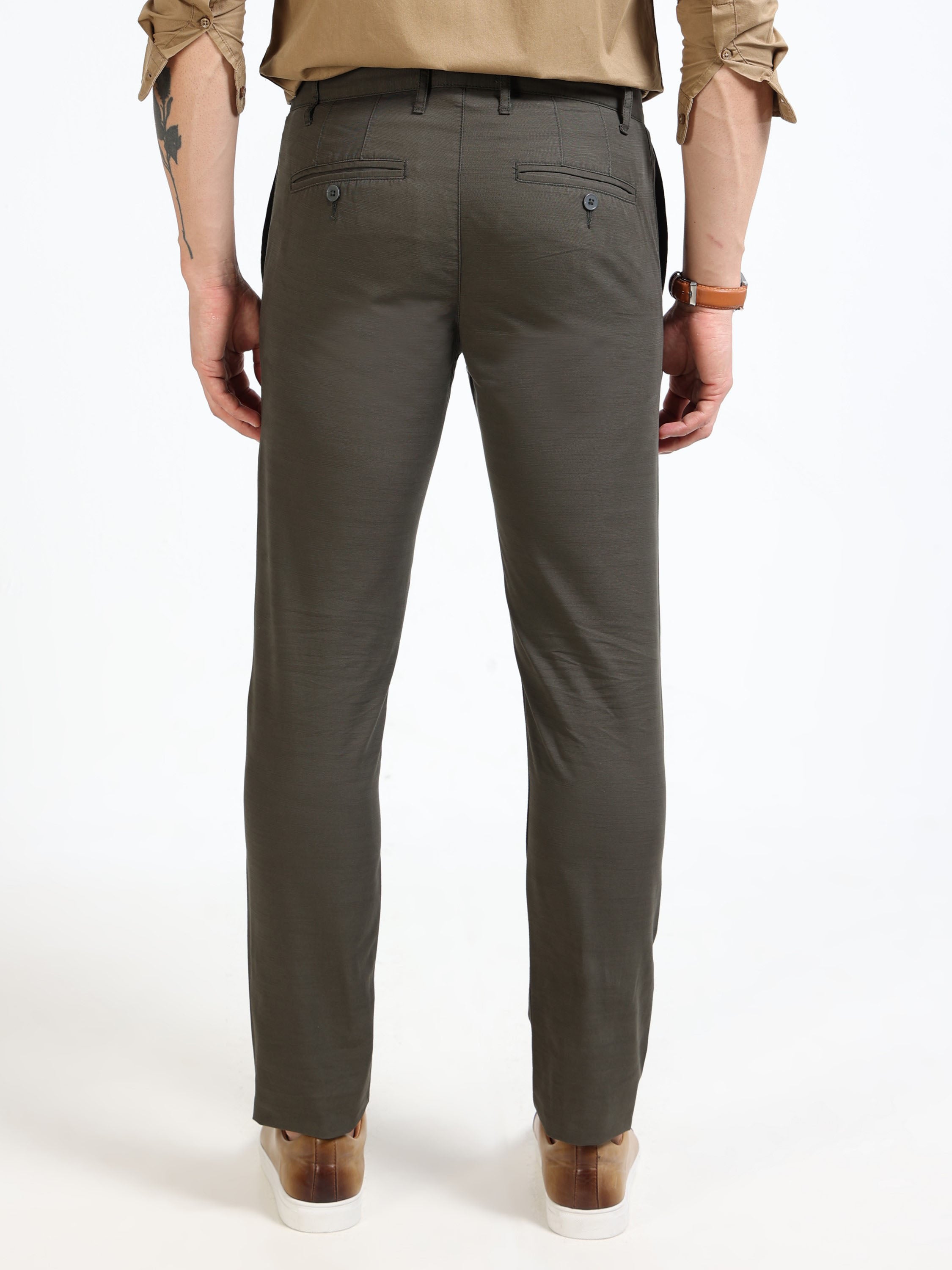 Men Green Slim Fit Pant