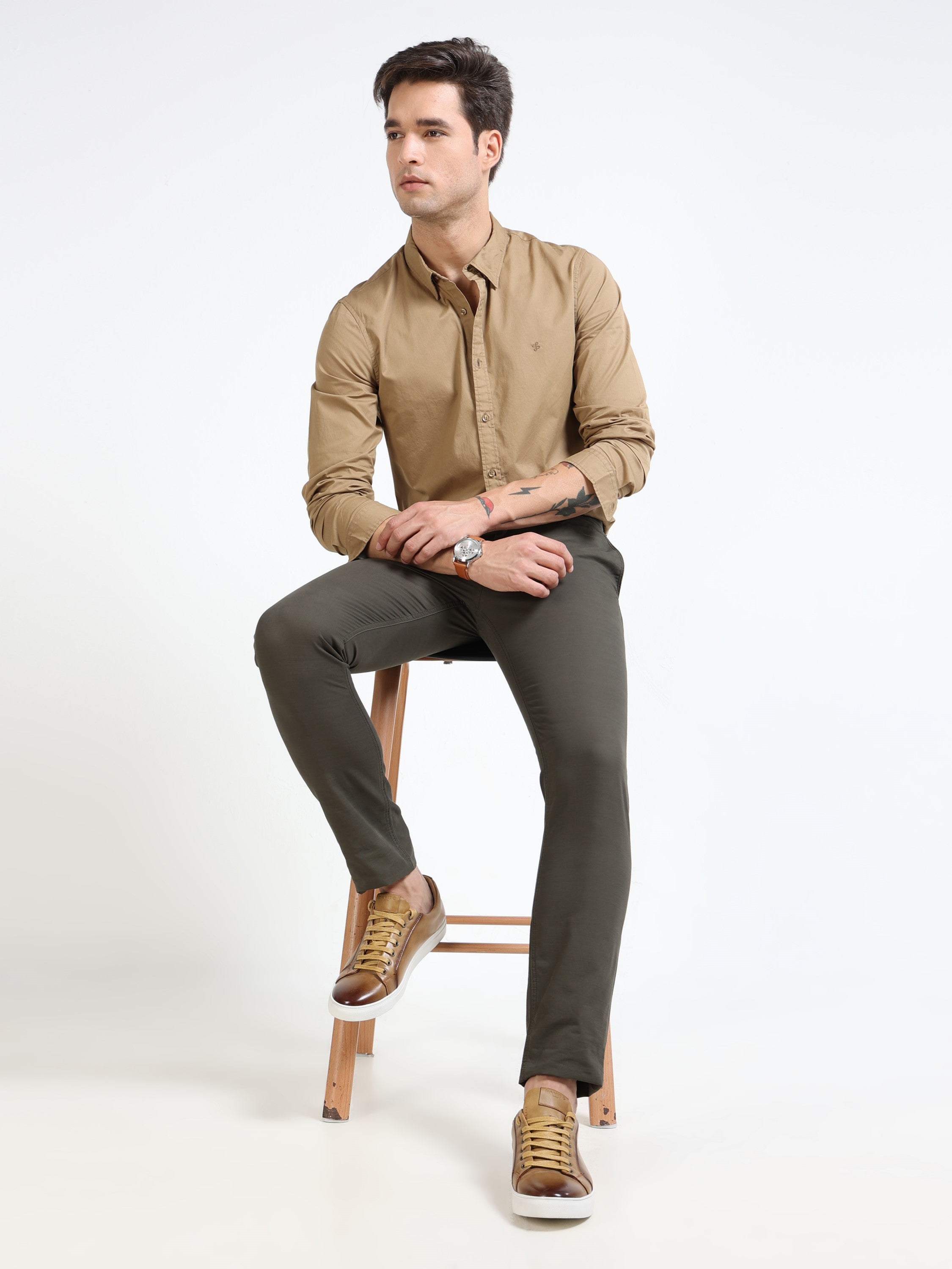 Men Green Slim Fit Pant
