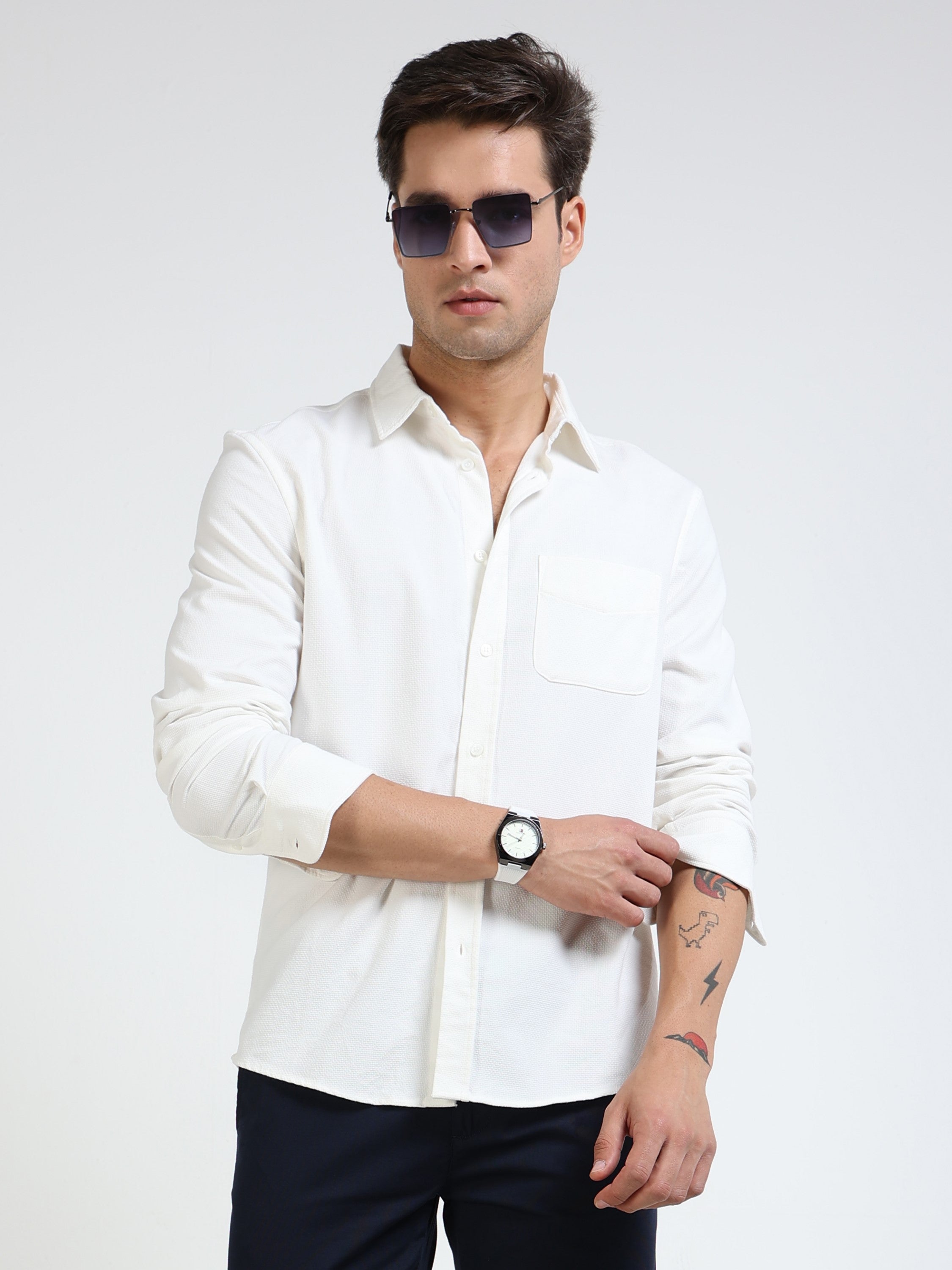 Men White Regular Fit Shirt