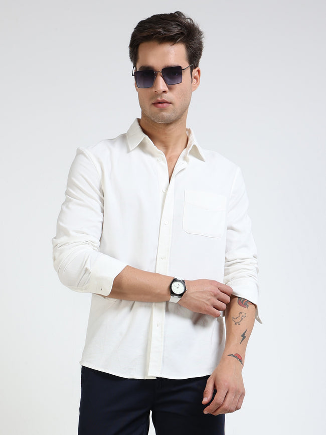Men White Regular Fit Shirt