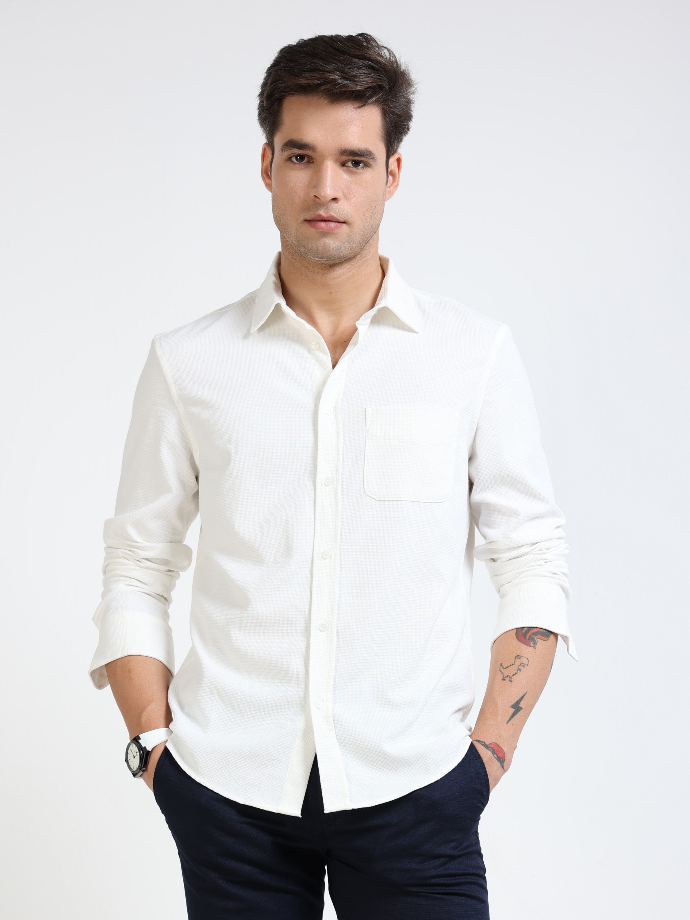 Men White Regular Fit Shirt