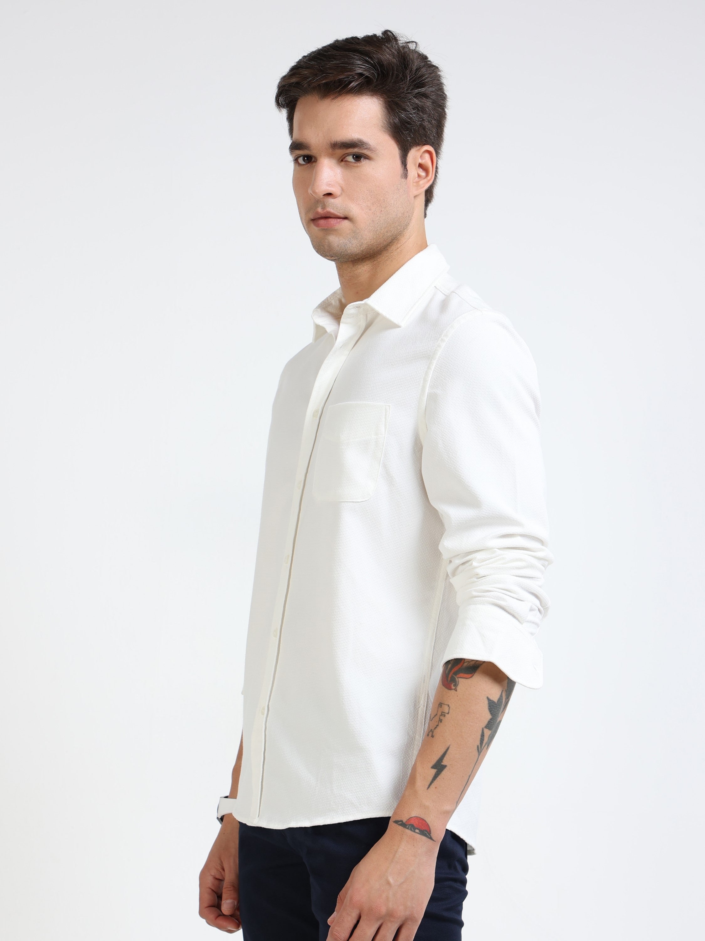 Men White Regular Fit Shirt