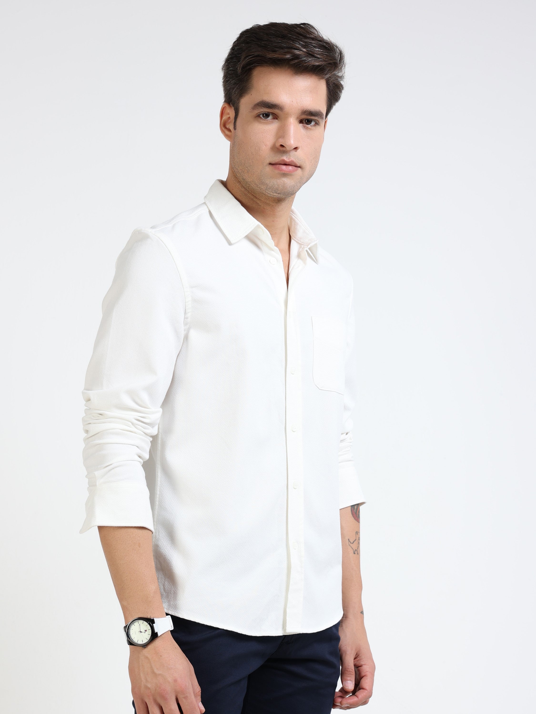 Men White Regular Fit Shirt