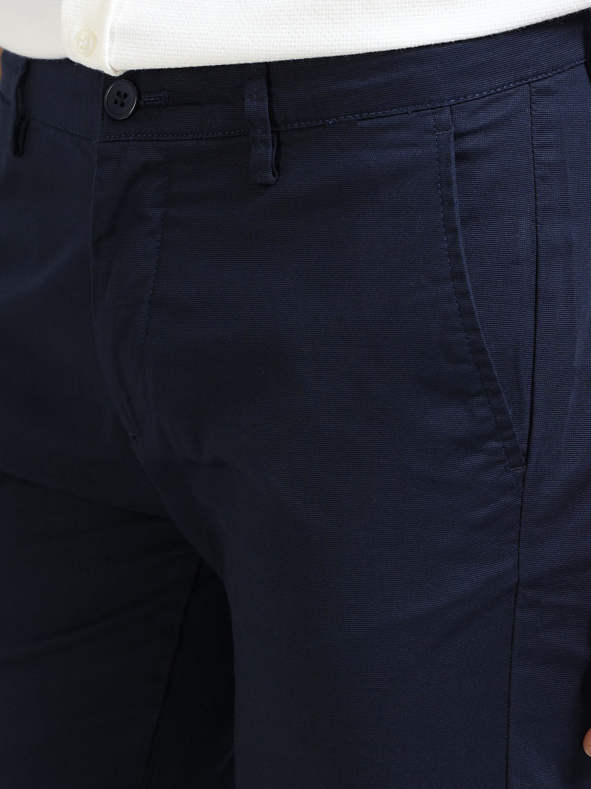 Men Navy Relaxed Fit Pants