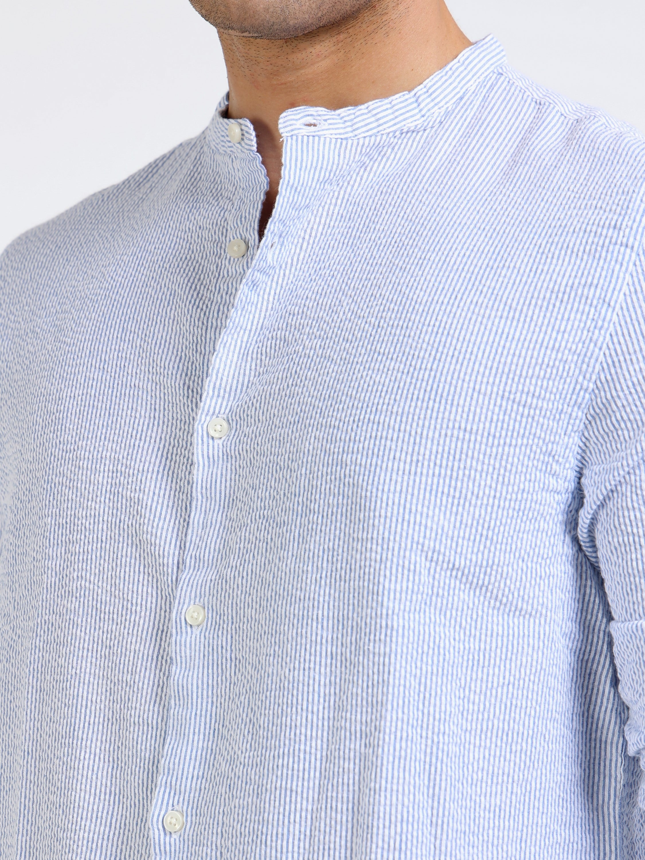 Men Blue Striped Regular Fit Shirt