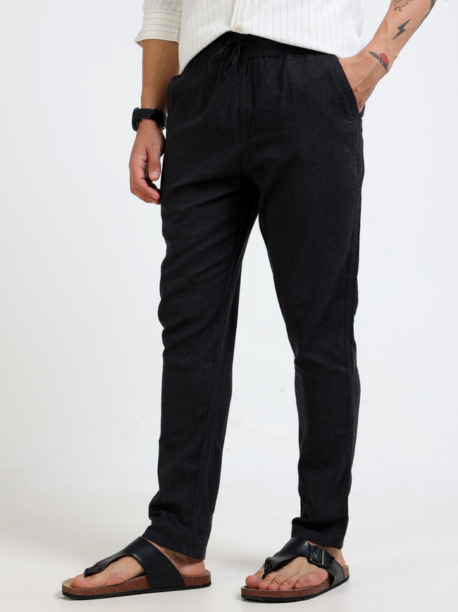 Men Black Relaxed Fit Pants