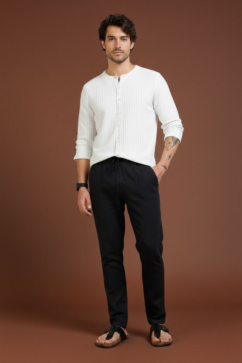 Men Black Relaxed Fit Pants