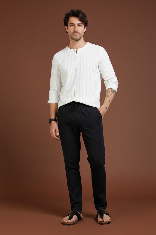 Men Black Relaxed Fit Pants