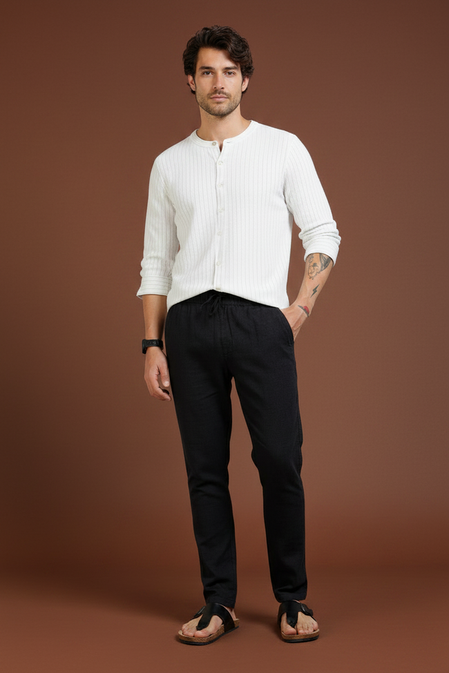 Men Black Relaxed Fit Pants