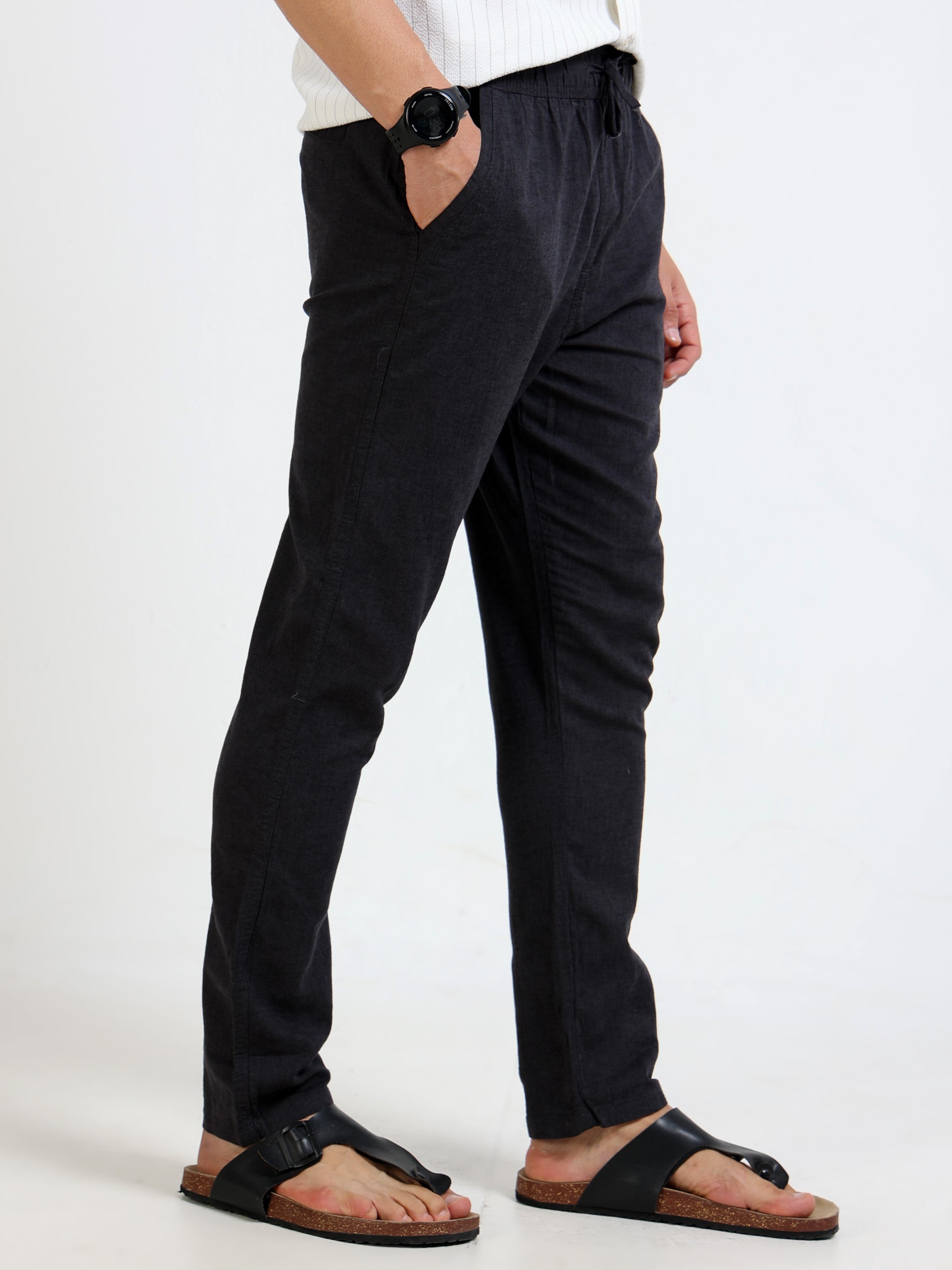 Men Black Relaxed Fit Pants