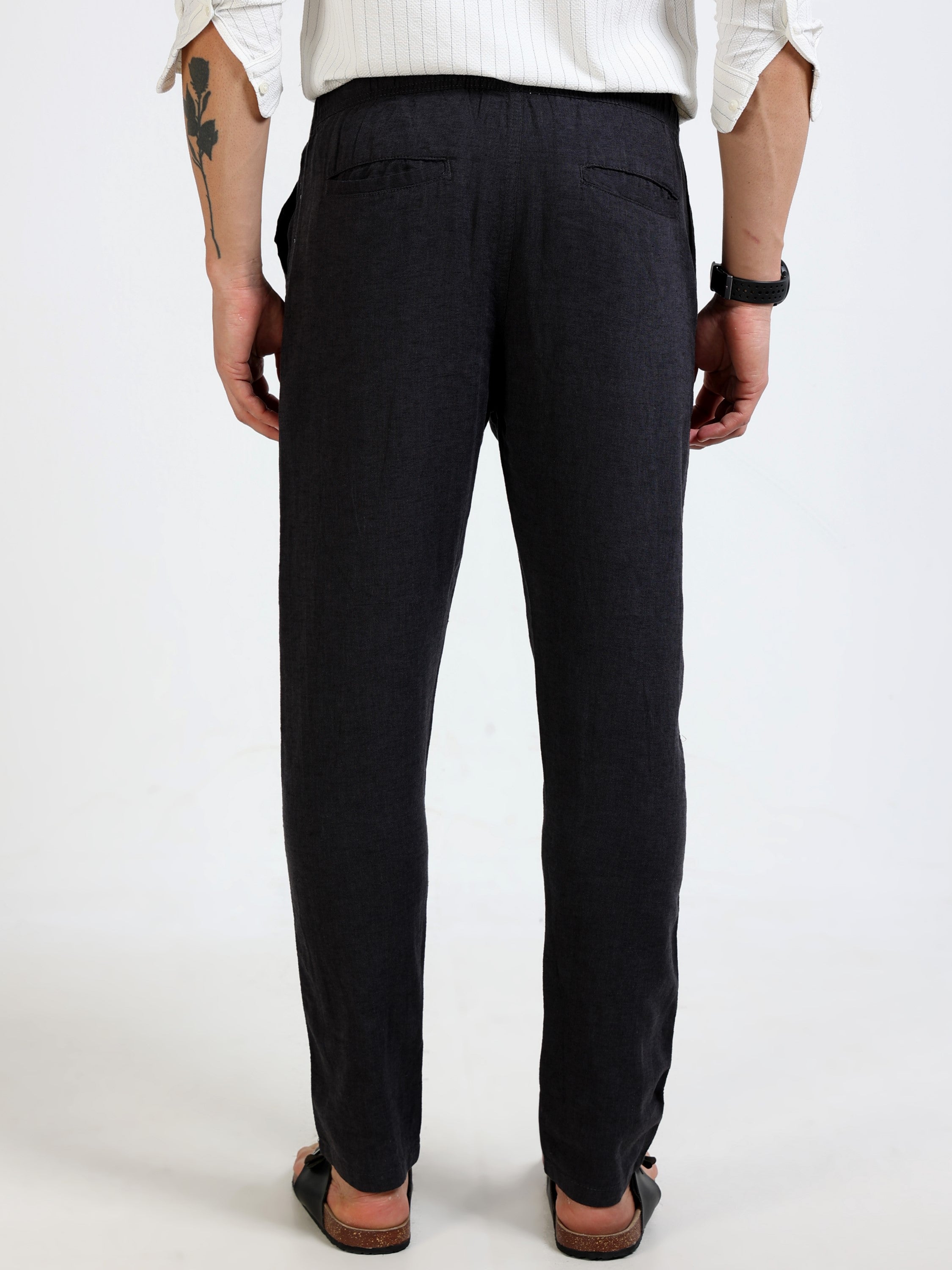 Men Black Relaxed Fit Pants