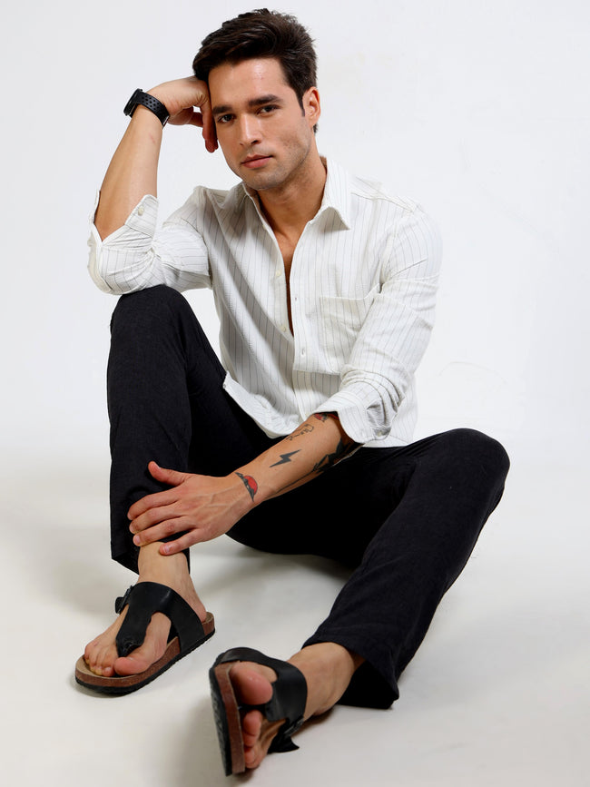 Men Black Relaxed Fit Pants