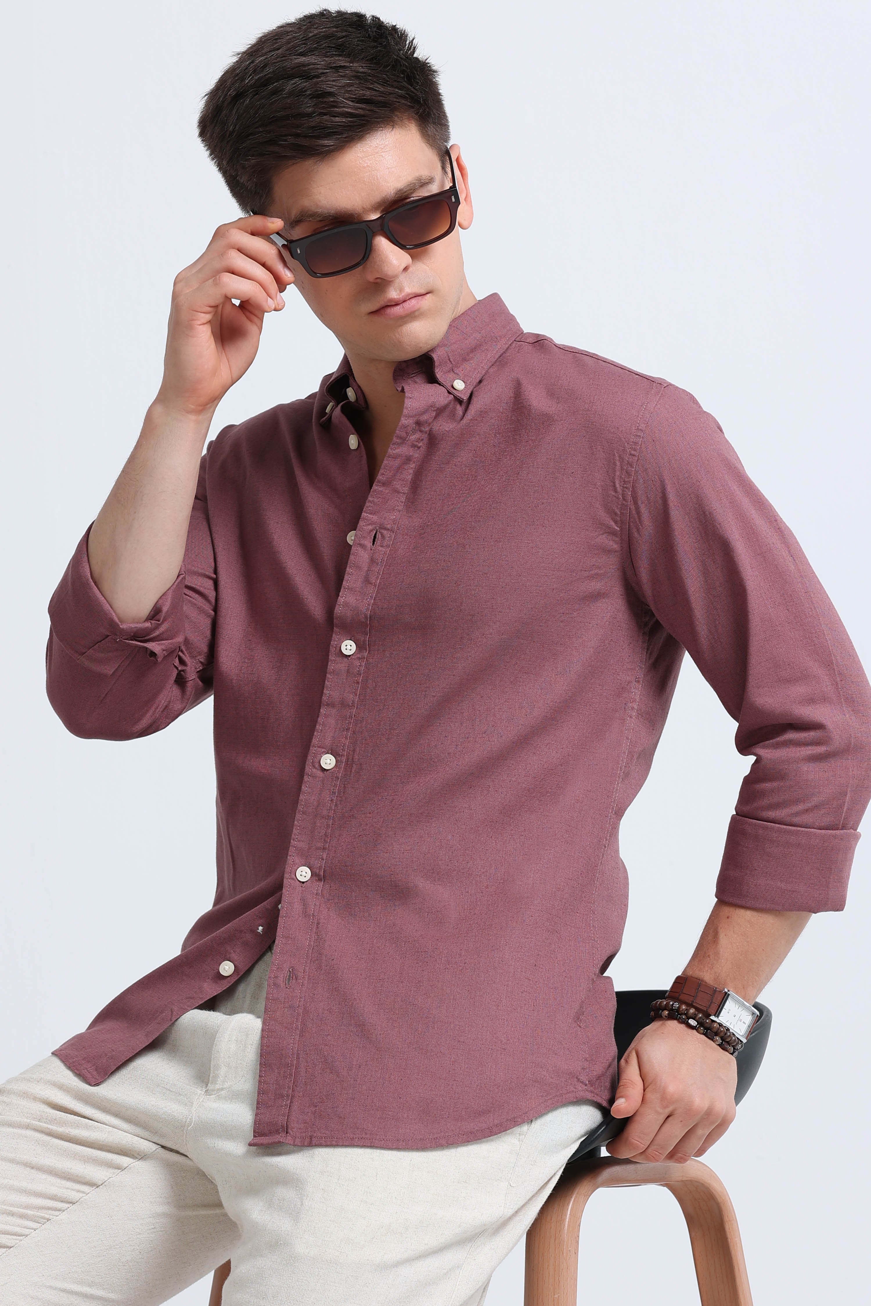 Men Pink Button-Down Shirt