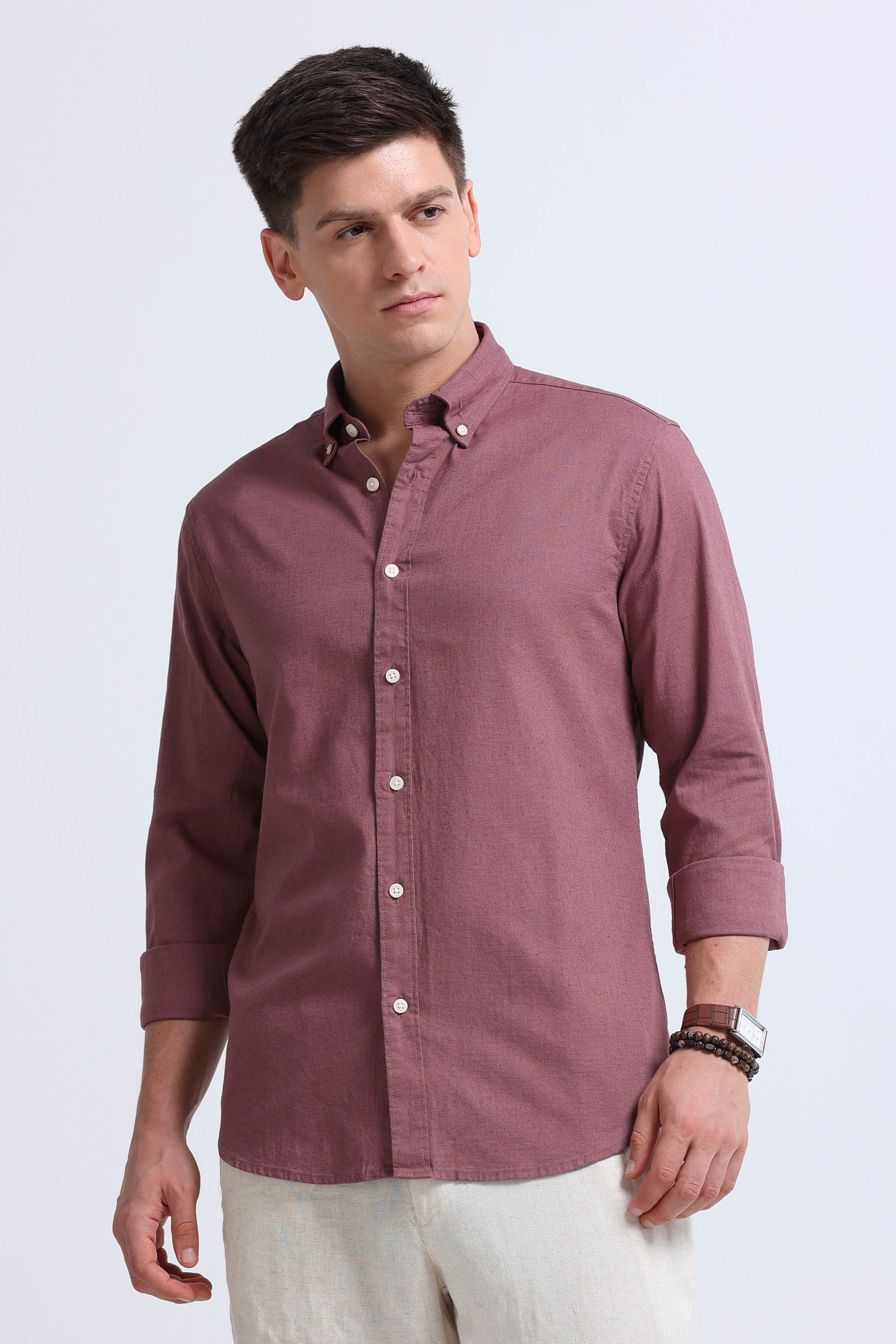 Men Pink Button-Down Shirt