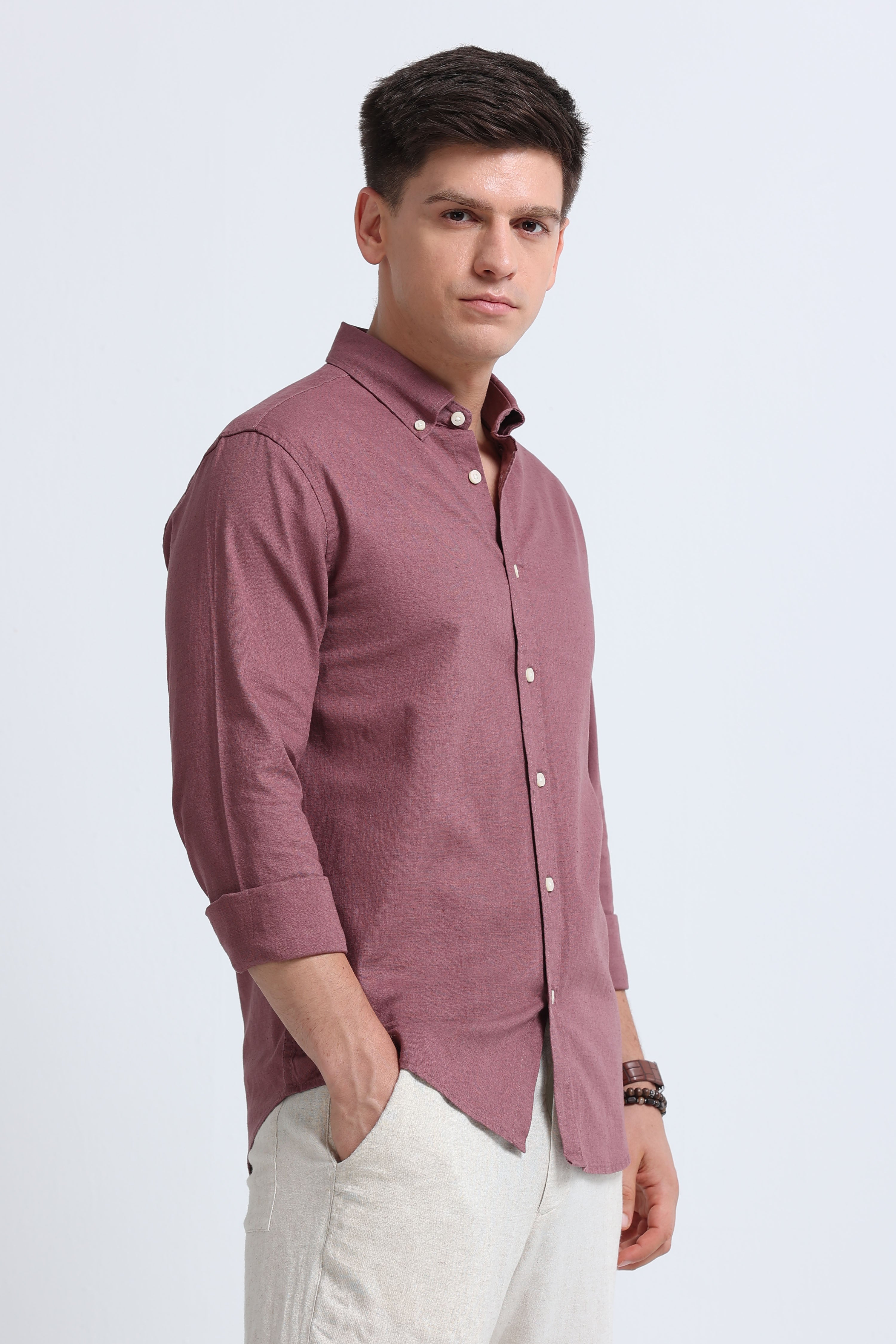 Men Pink Button-Down Shirt