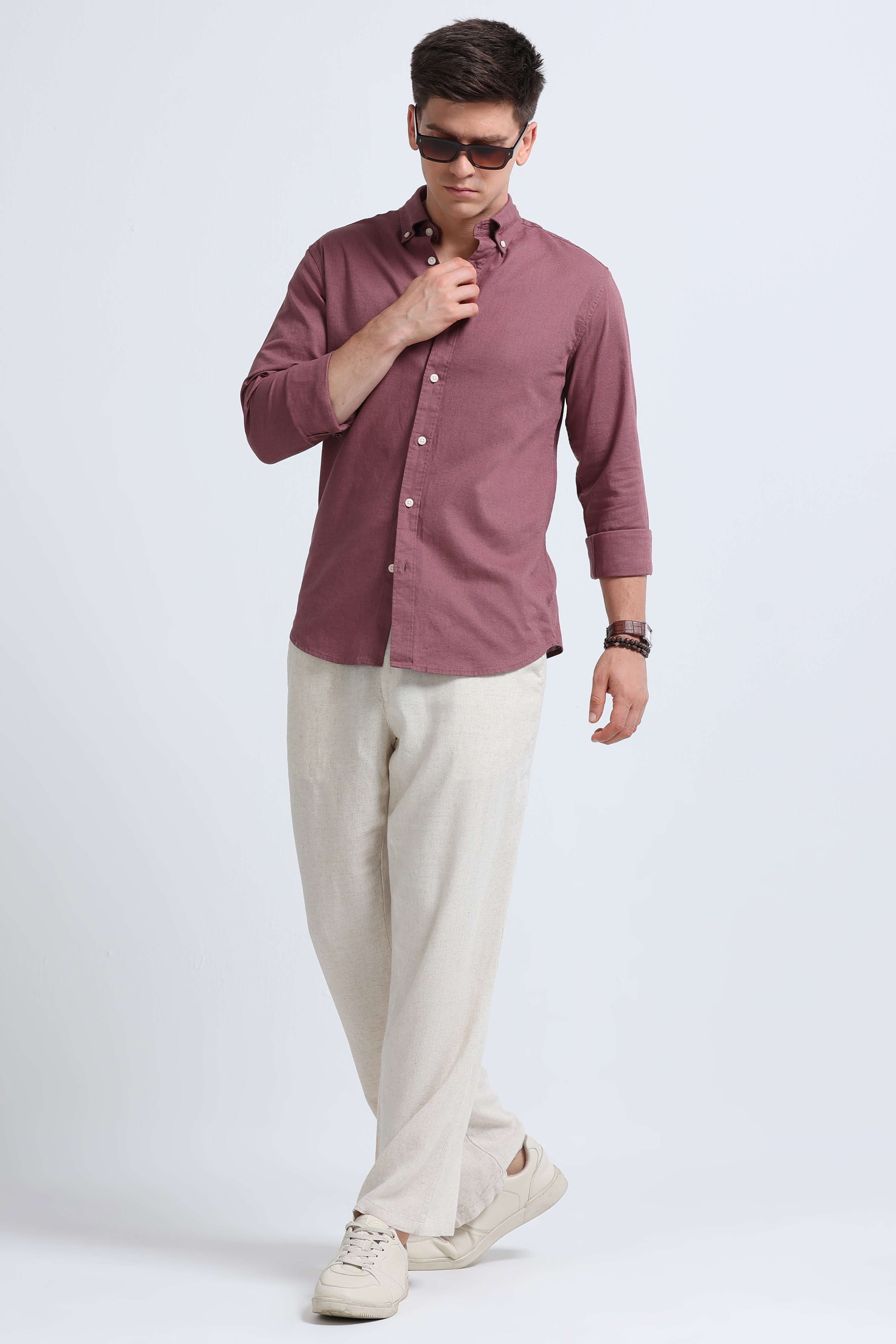 Men Pink Button-Down Shirt