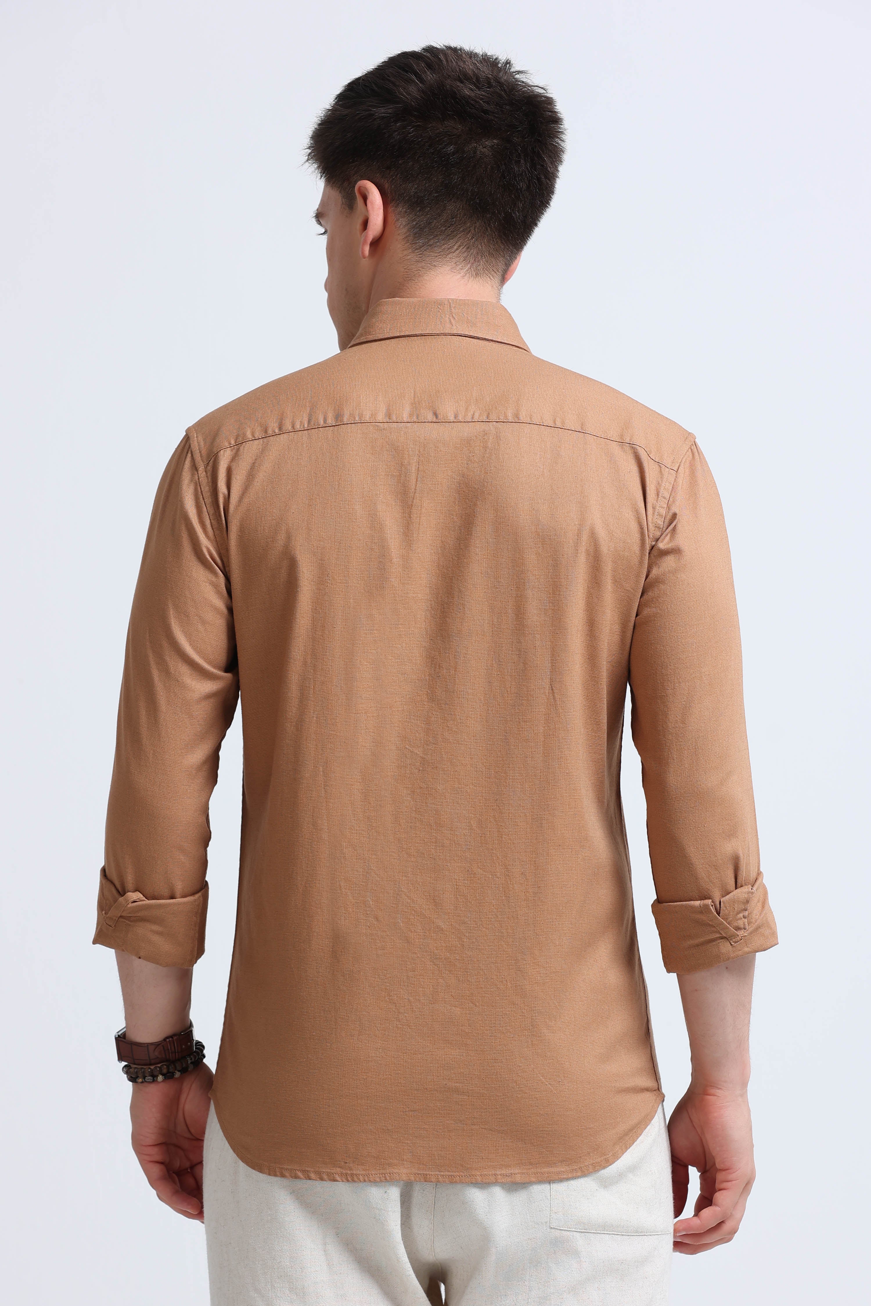 Men Mustard Button-Down Shirt