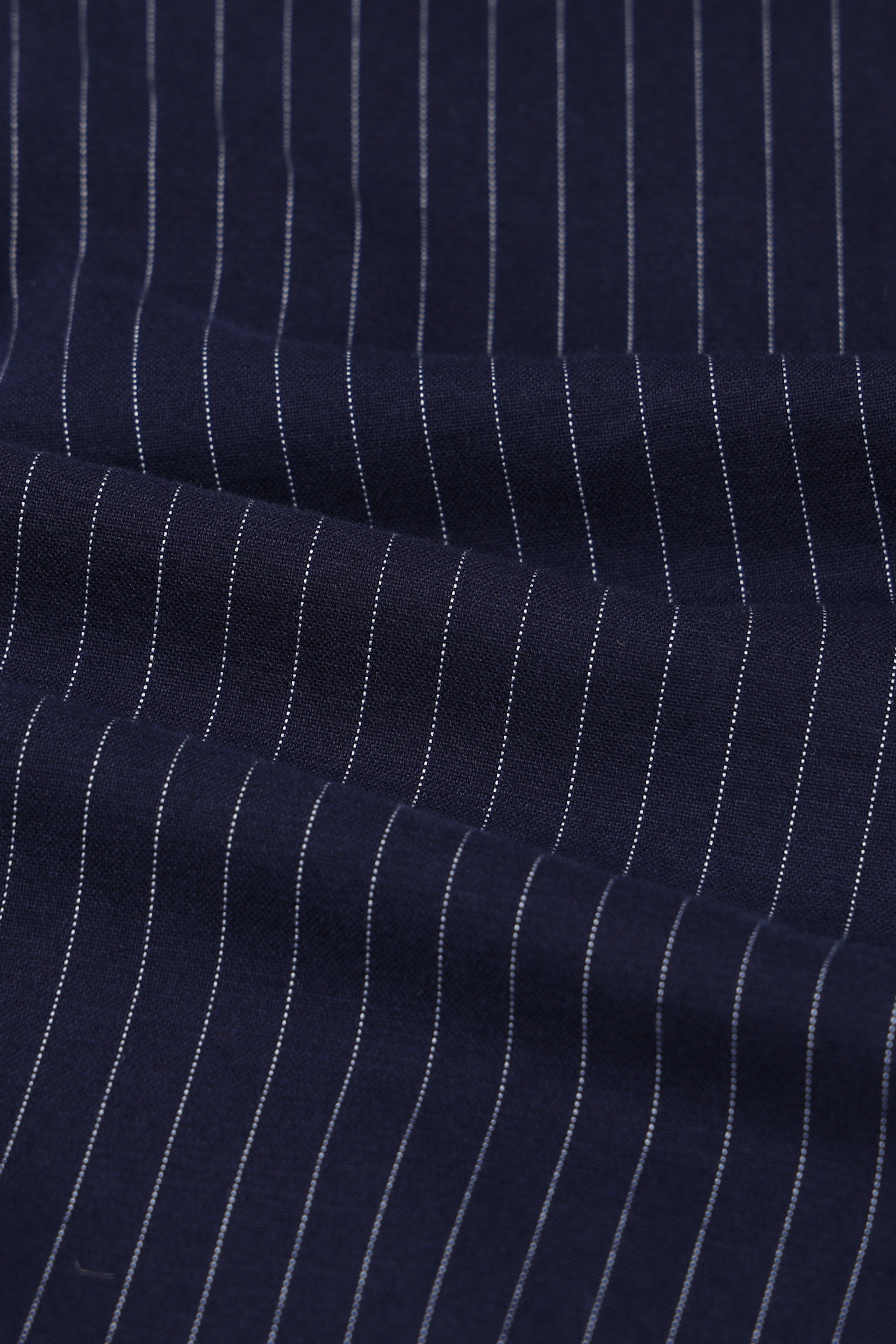 Men Navy Striped Cotton Shirt